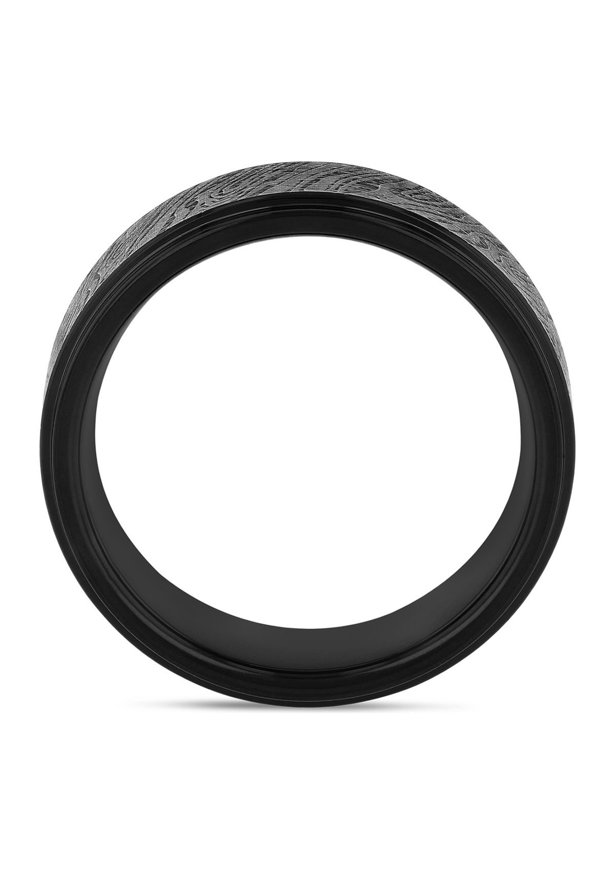 Textured Step Edge Band in Black Tantalum