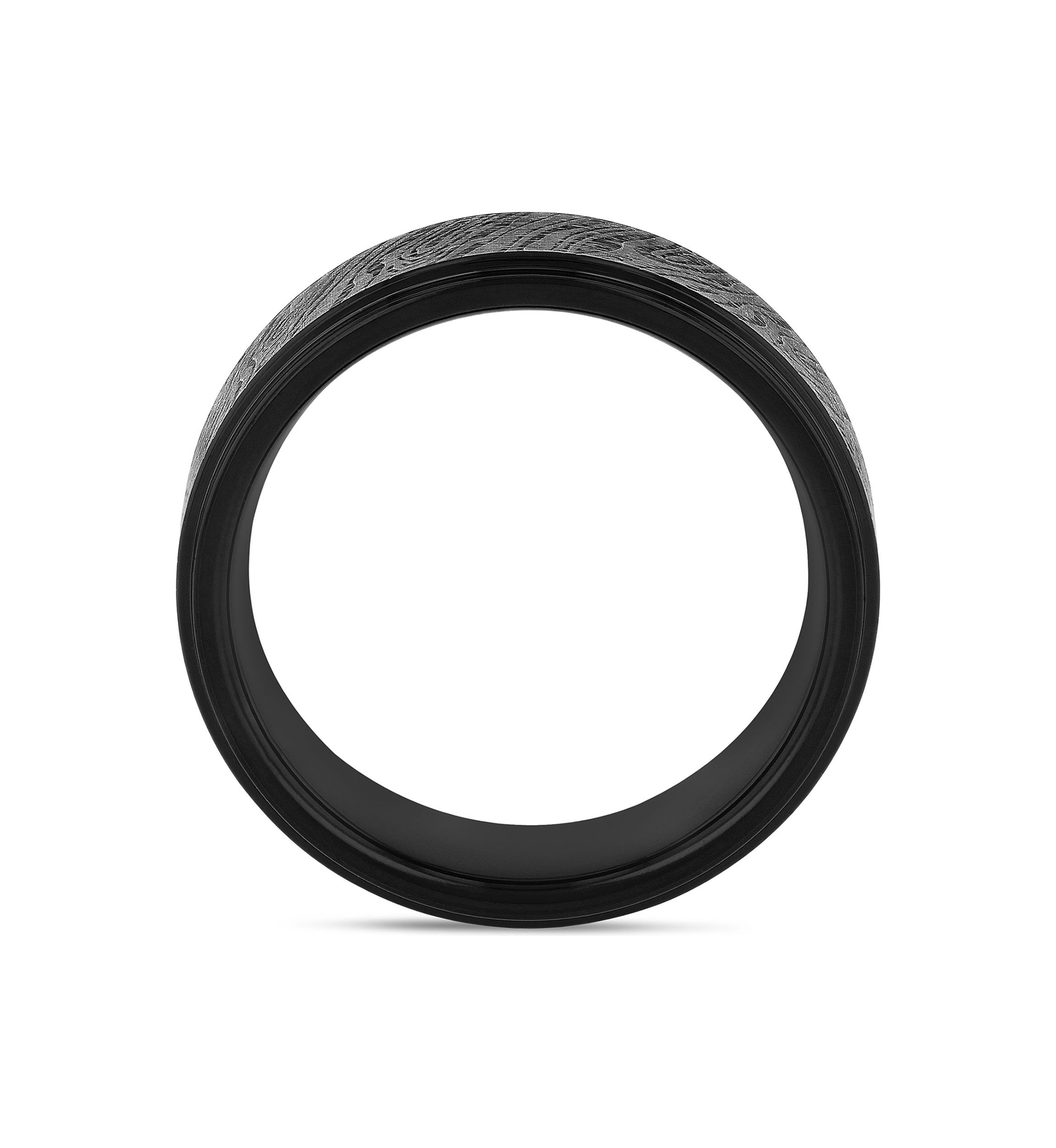 Textured Step Edge Band in Black Tantalum
