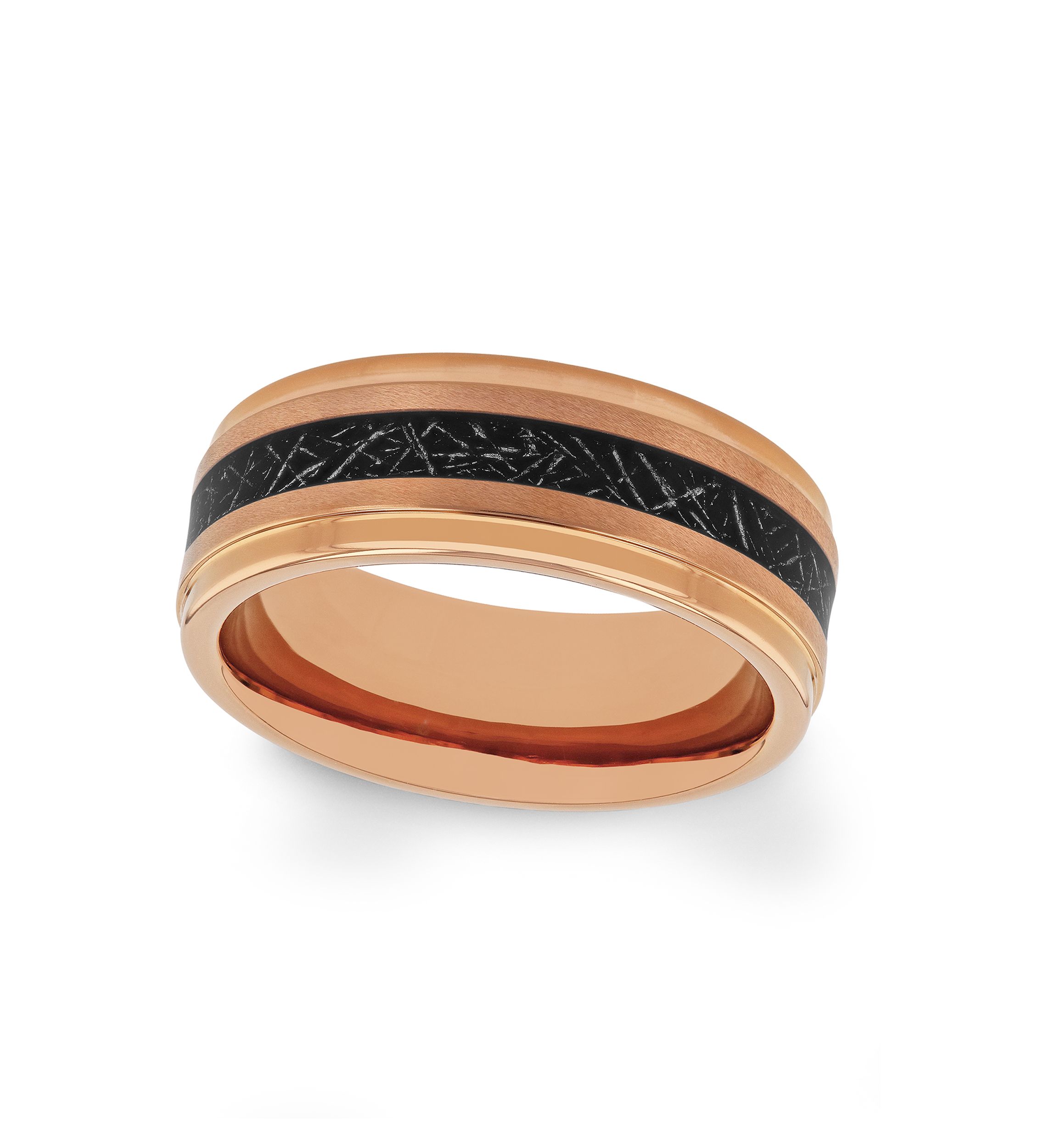 Satin Finish Step Edge Band in Rose-Tone Tantalum
