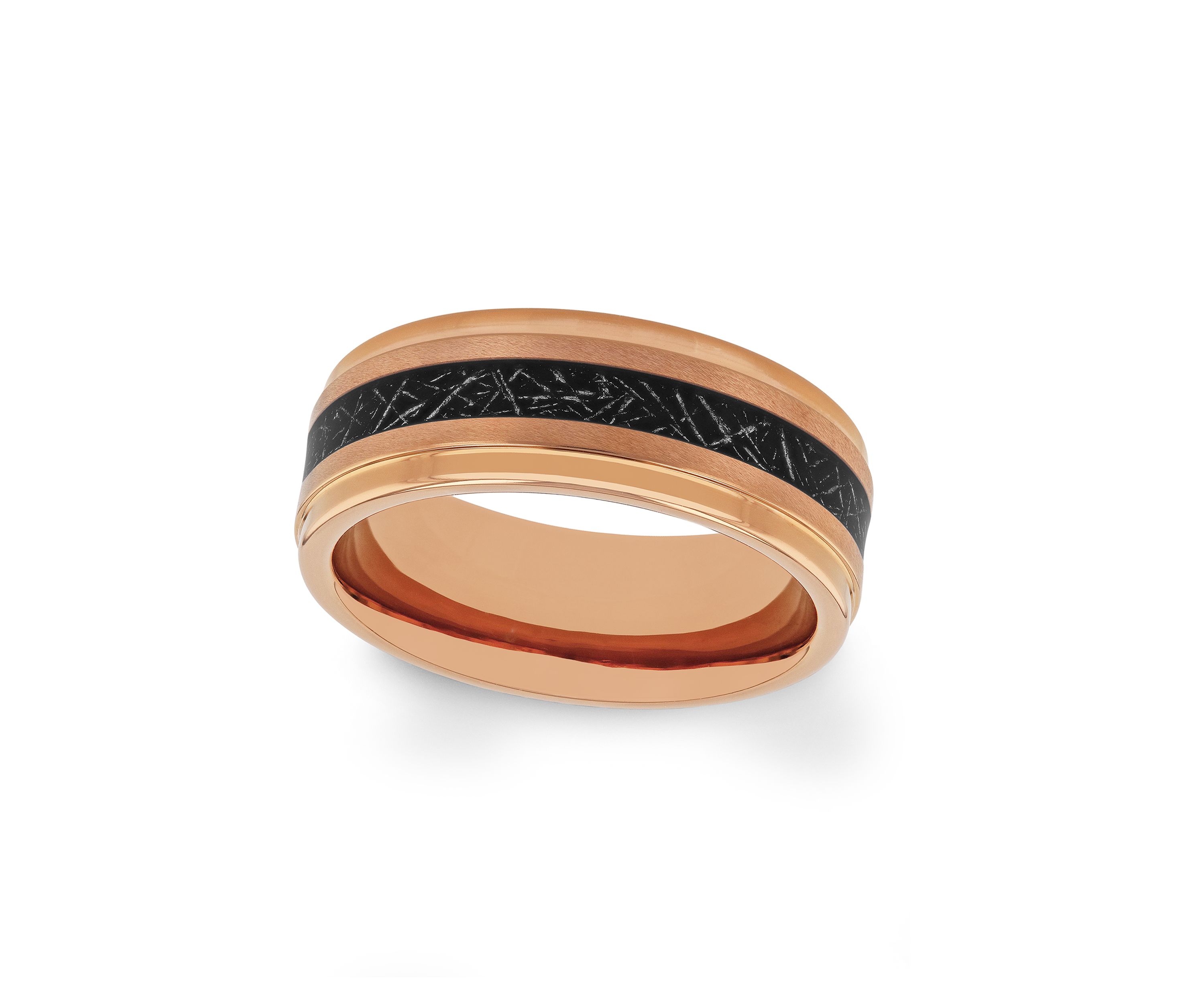 Satin Finish Step Edge Band in Rose-Tone Tantalum