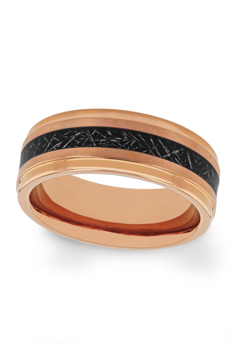 Satin Finish Step Edge Band in Rose-Tone Tantalum