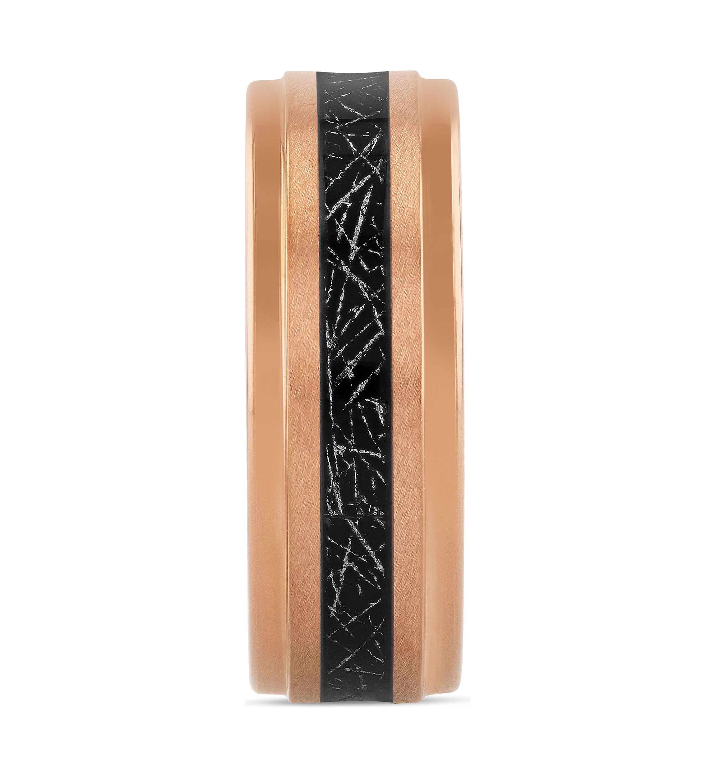 Satin Finish Step Edge Band in Rose-Tone Tantalum