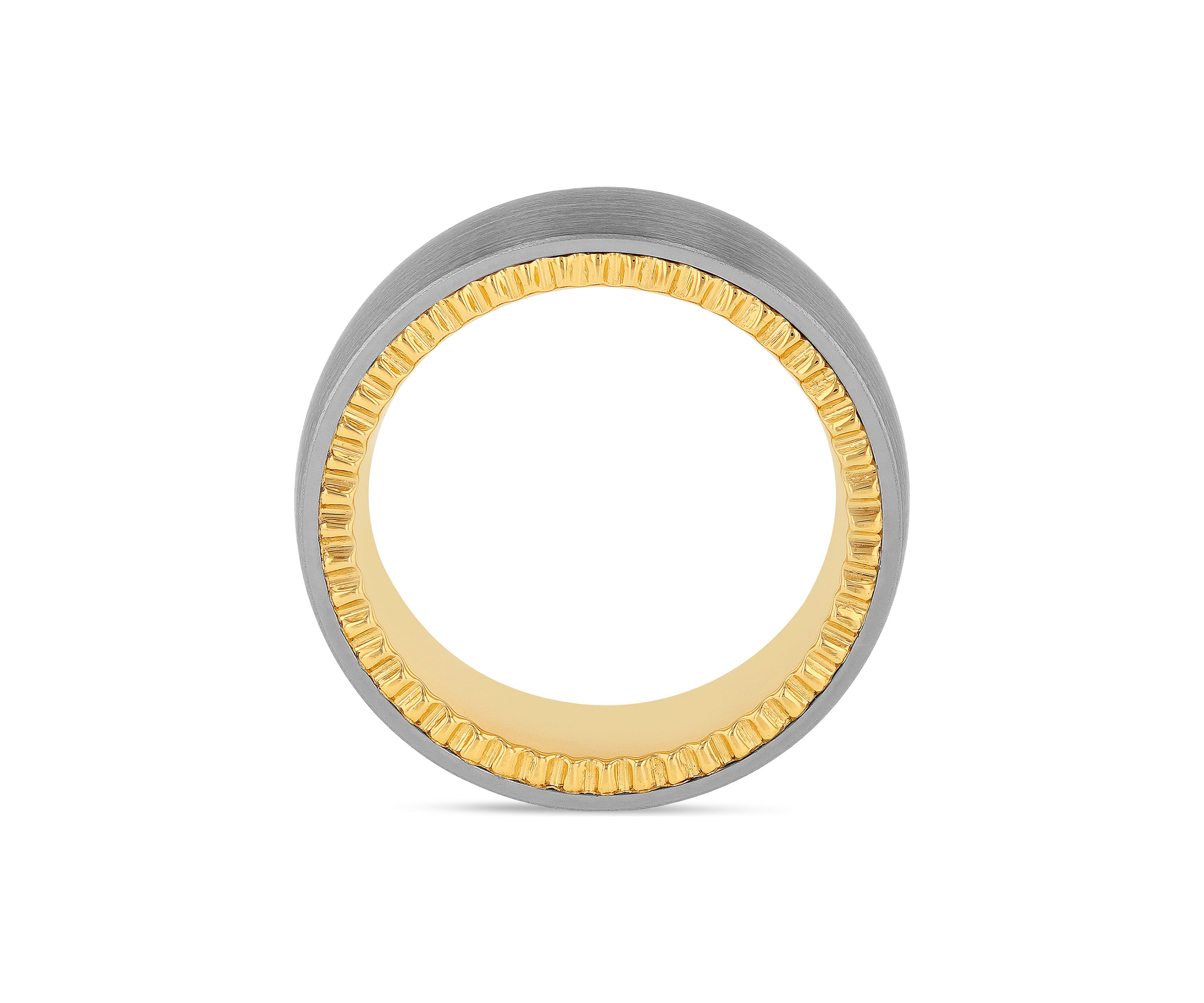 Brushed Coin Edge Band in Two-Tone Tantalum