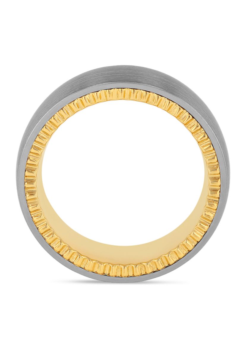Brushed Coin Edge Band in Two-Tone Tantalum