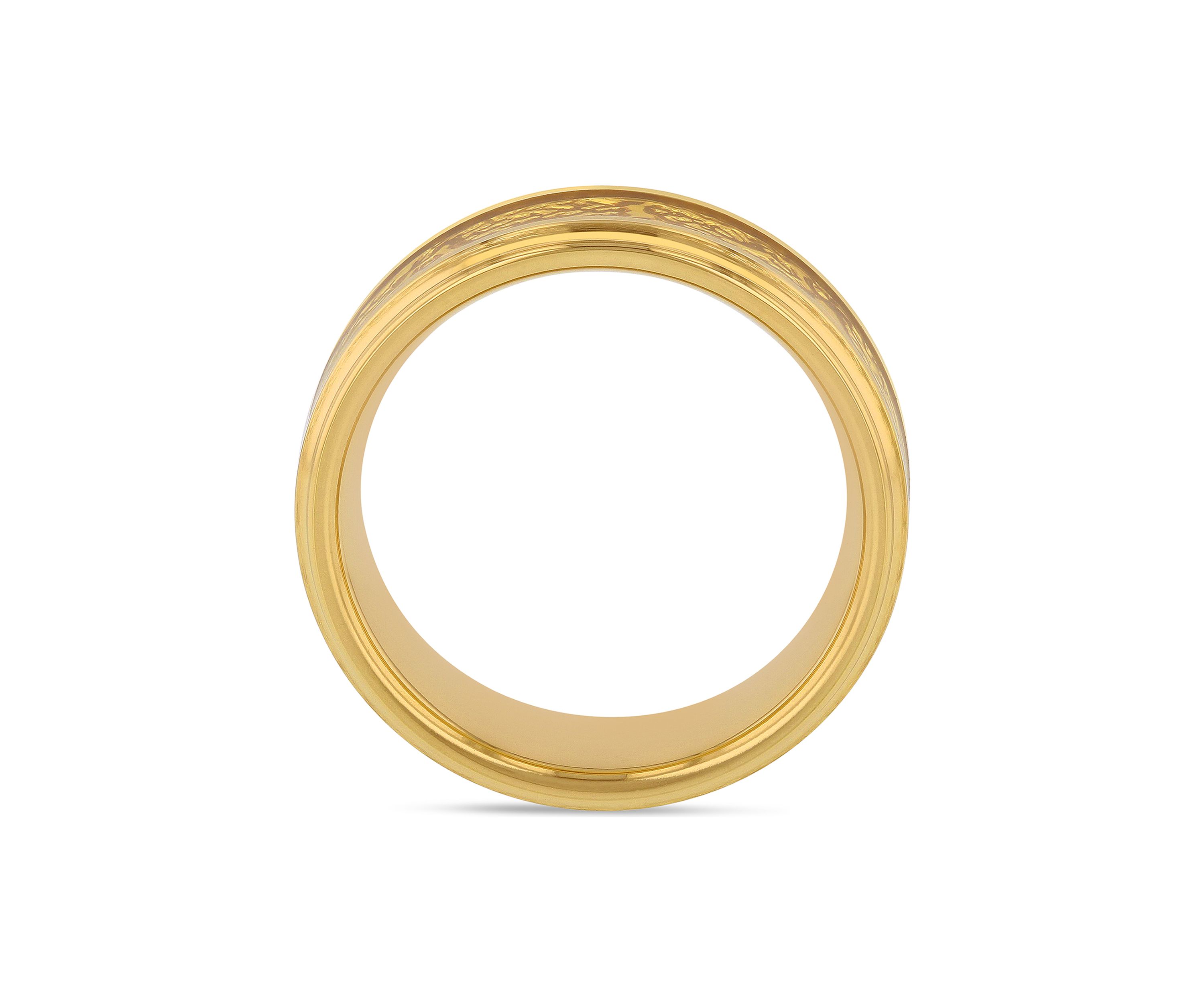 Textured Inlay Step Edge Band in Gold-Tone Tantalum