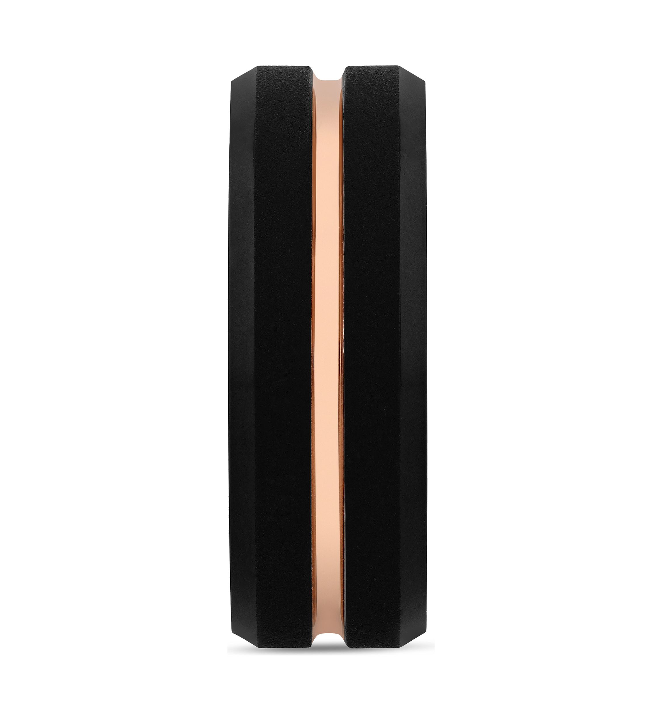 Grooved Beveled Edge Band in Two Tone Tantalum