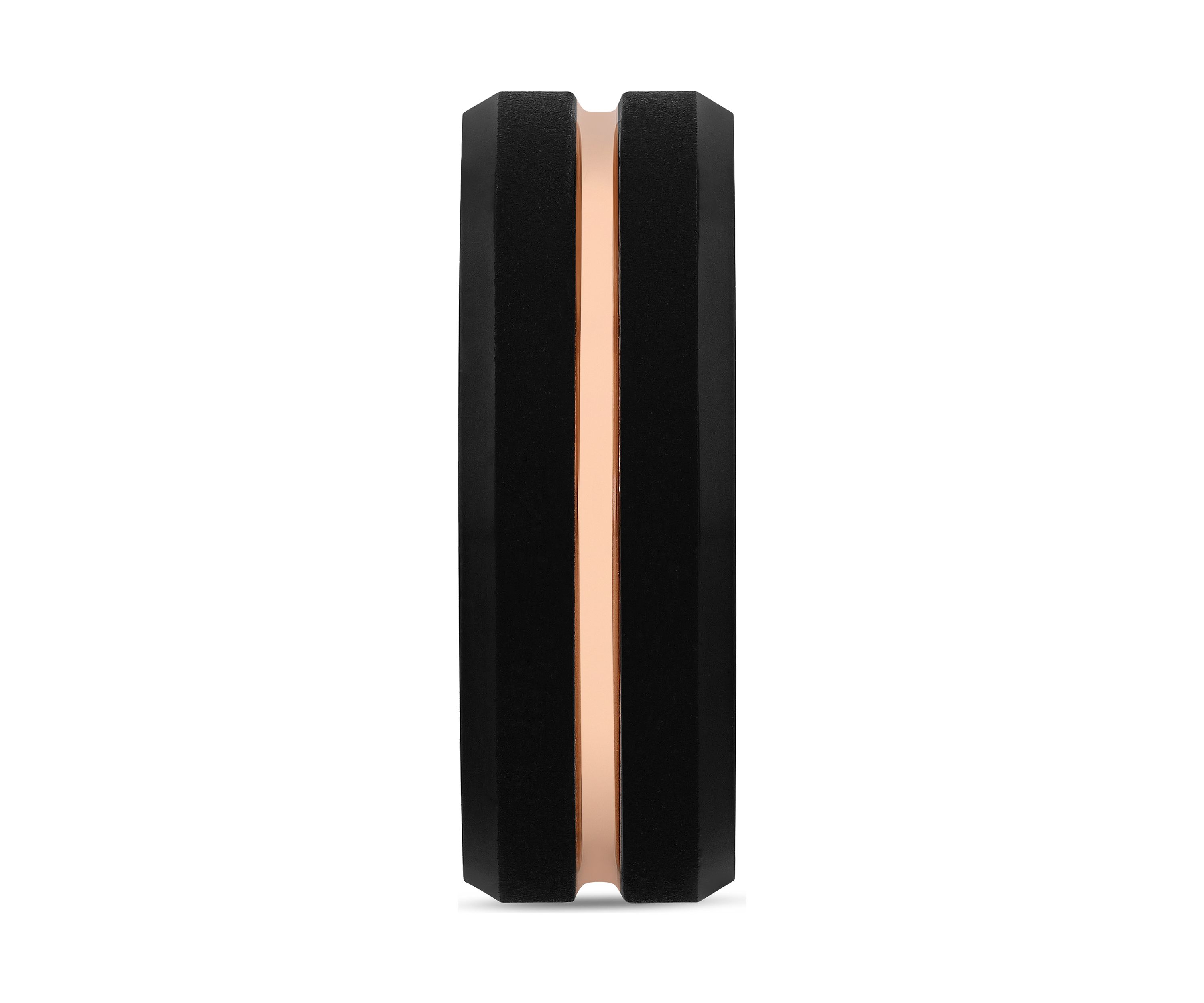 Grooved Beveled Edge Band in Two Tone Tantalum
