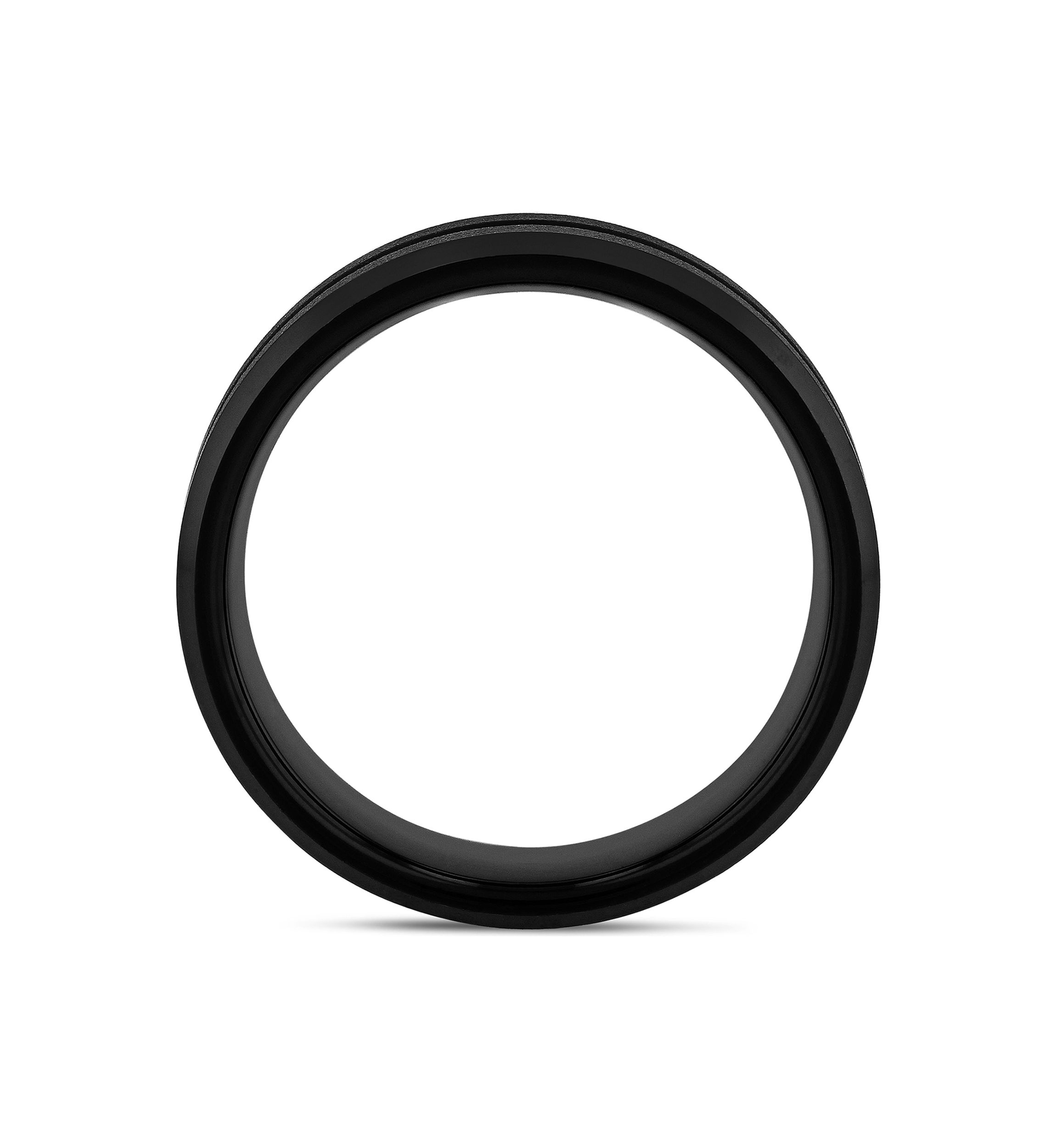 Grooved Beveled Edge Band in Two Tone Tantalum