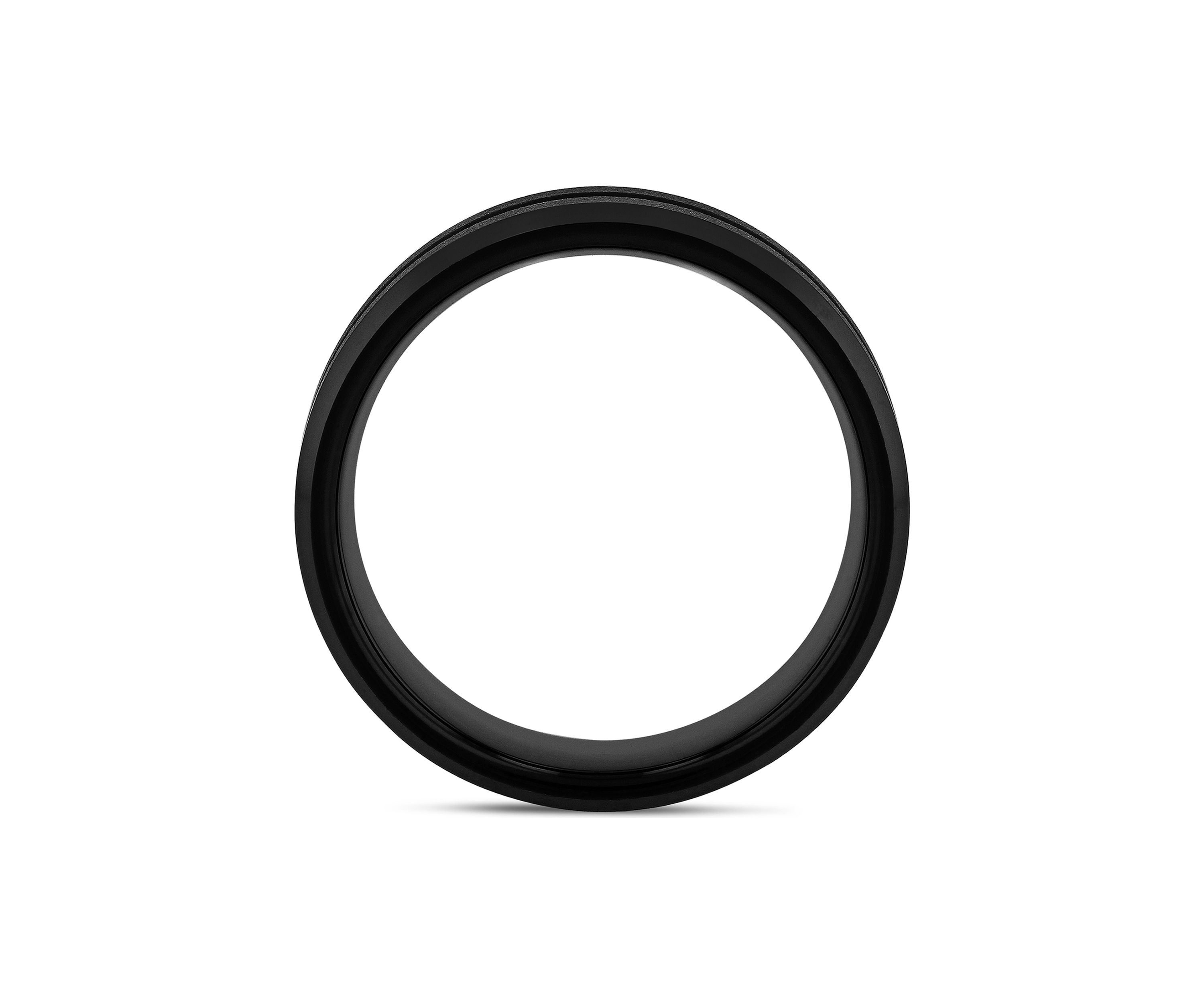 Grooved Beveled Edge Band in Two Tone Tantalum