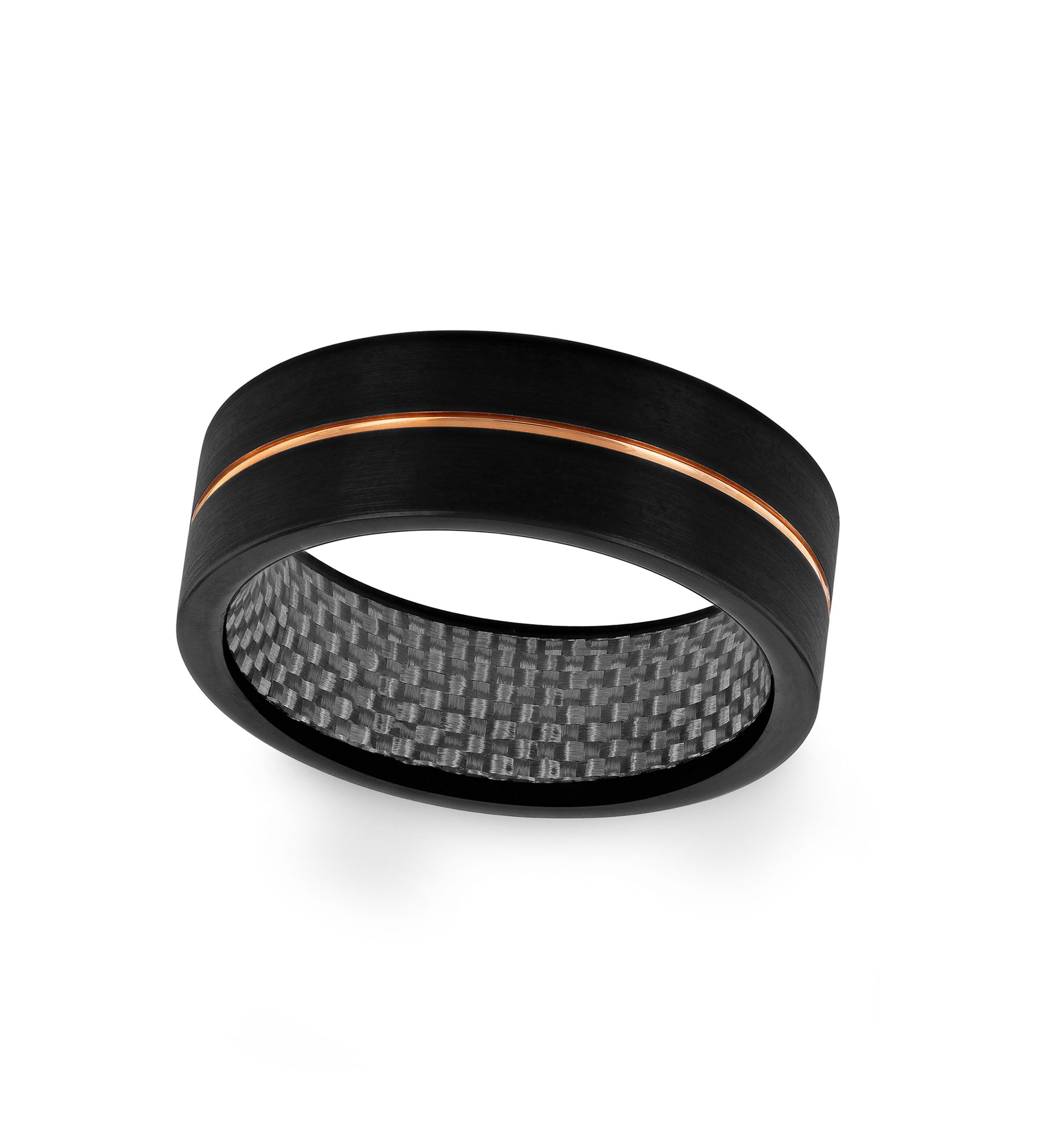 Grooved Satin Finish Band in Two-Tone Tantalum