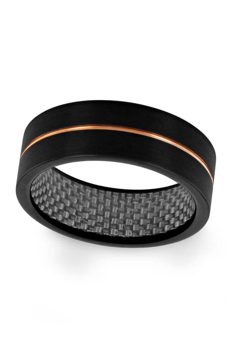 Grooved Satin Finish Band in Two-Tone Tantalum