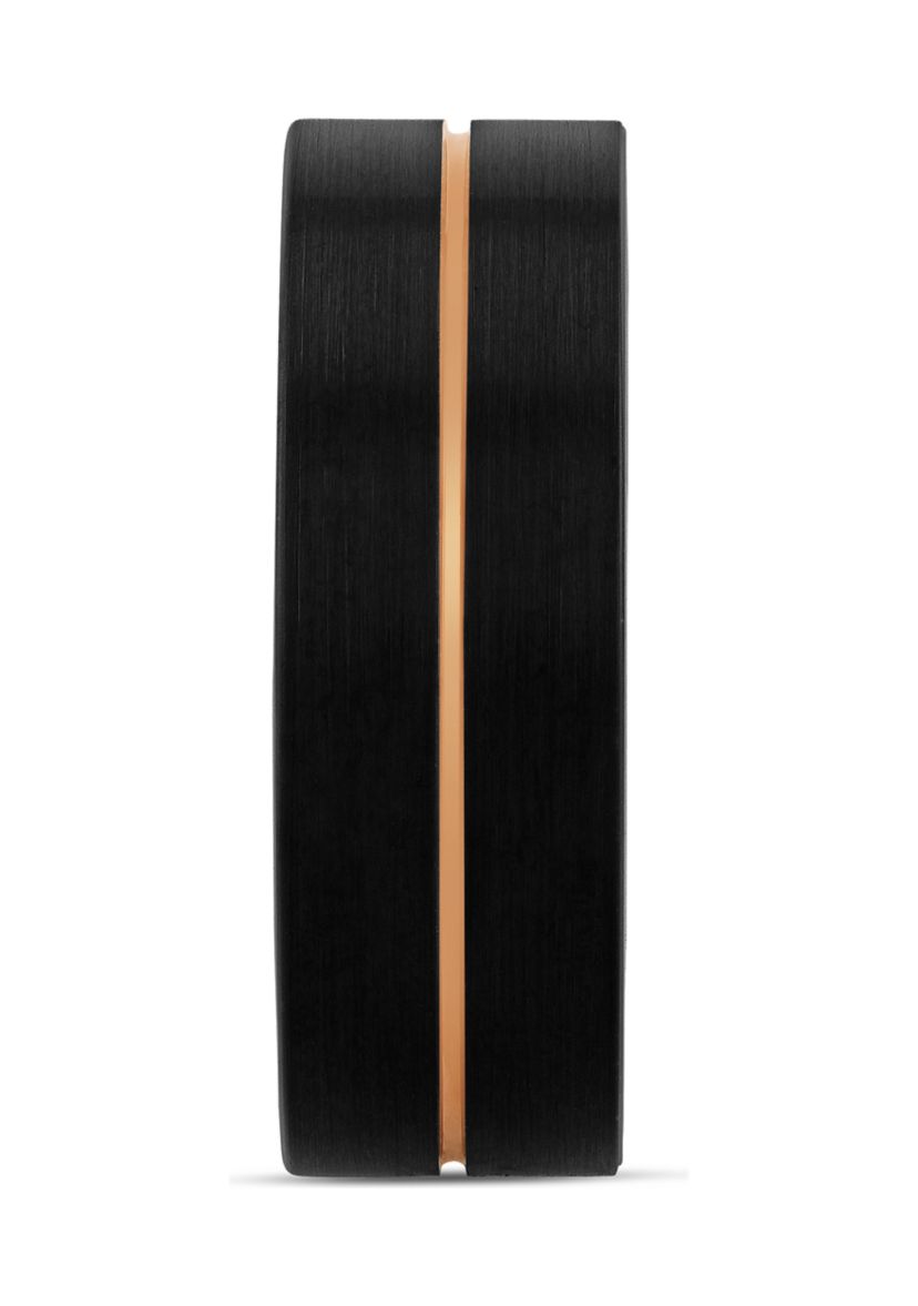 Grooved Satin Finish Band in Two-Tone Tantalum