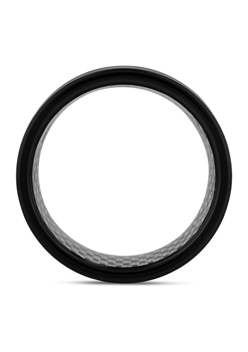 Grooved Satin Finish Band in Two-Tone Tantalum