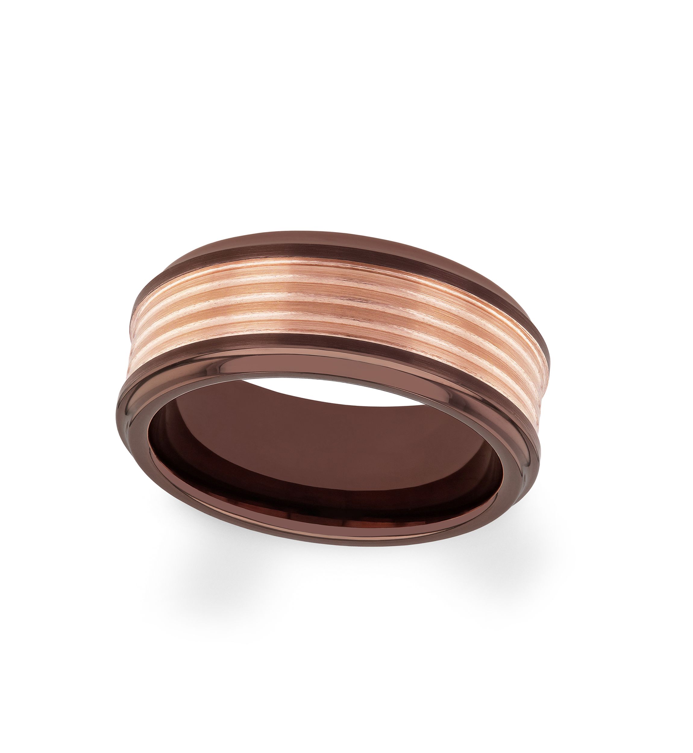 Grooved Step Edge Band in Two-Tone Tantalum