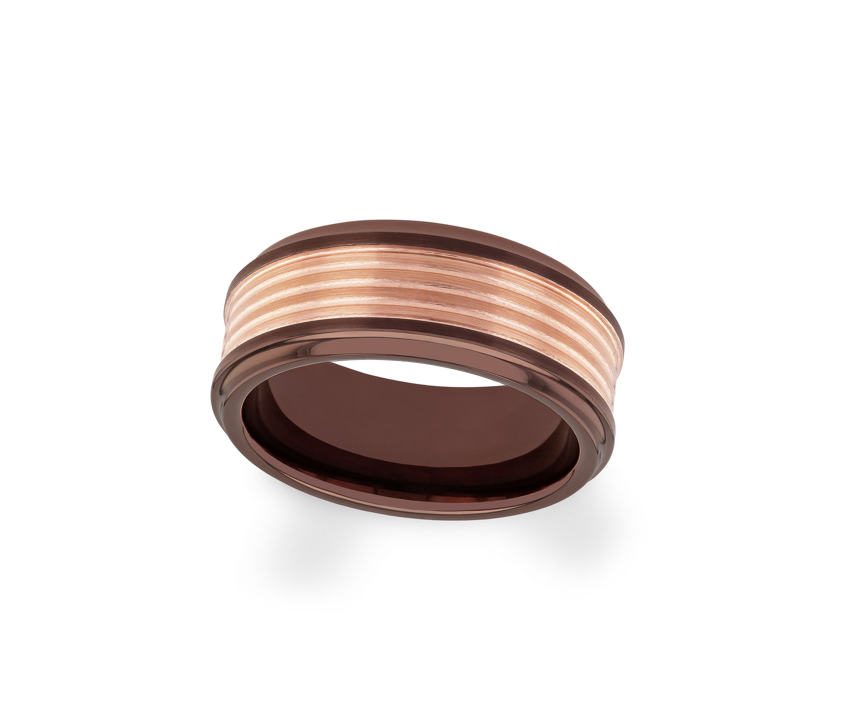 Grooved Step Edge Band in Two-Tone Tantalum