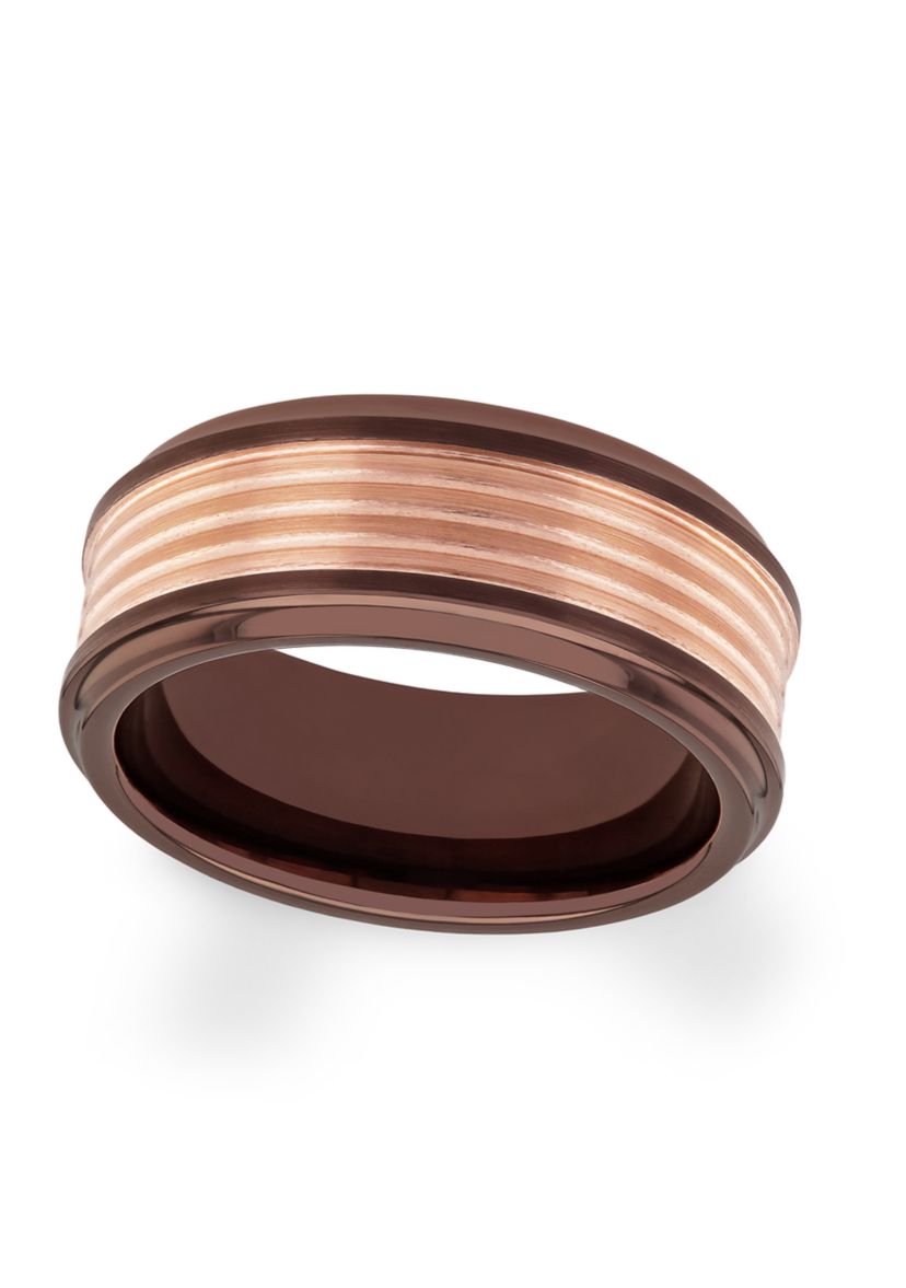 Grooved Step Edge Band in Two-Tone Tantalum