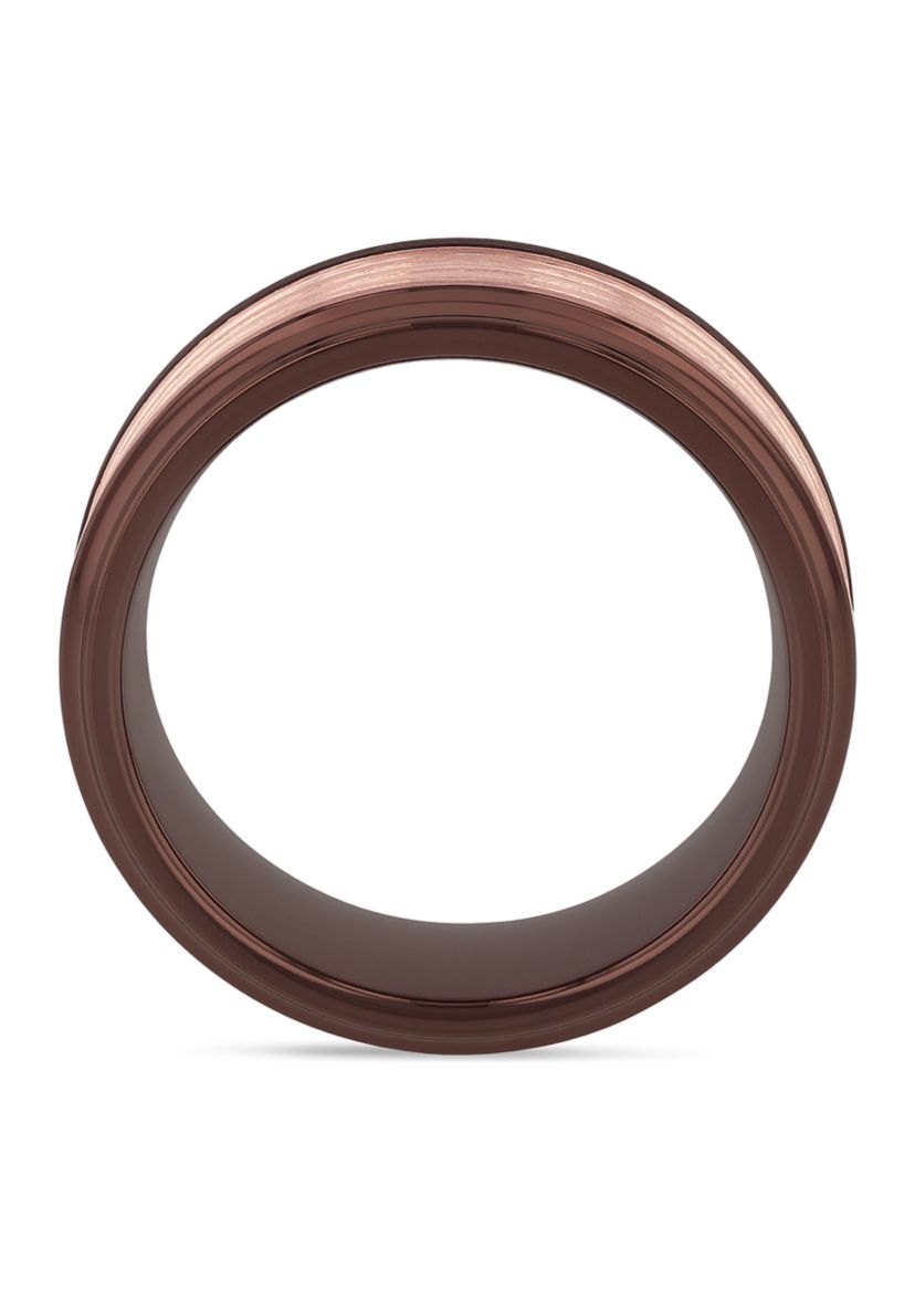 Grooved Step Edge Band in Two-Tone Tantalum