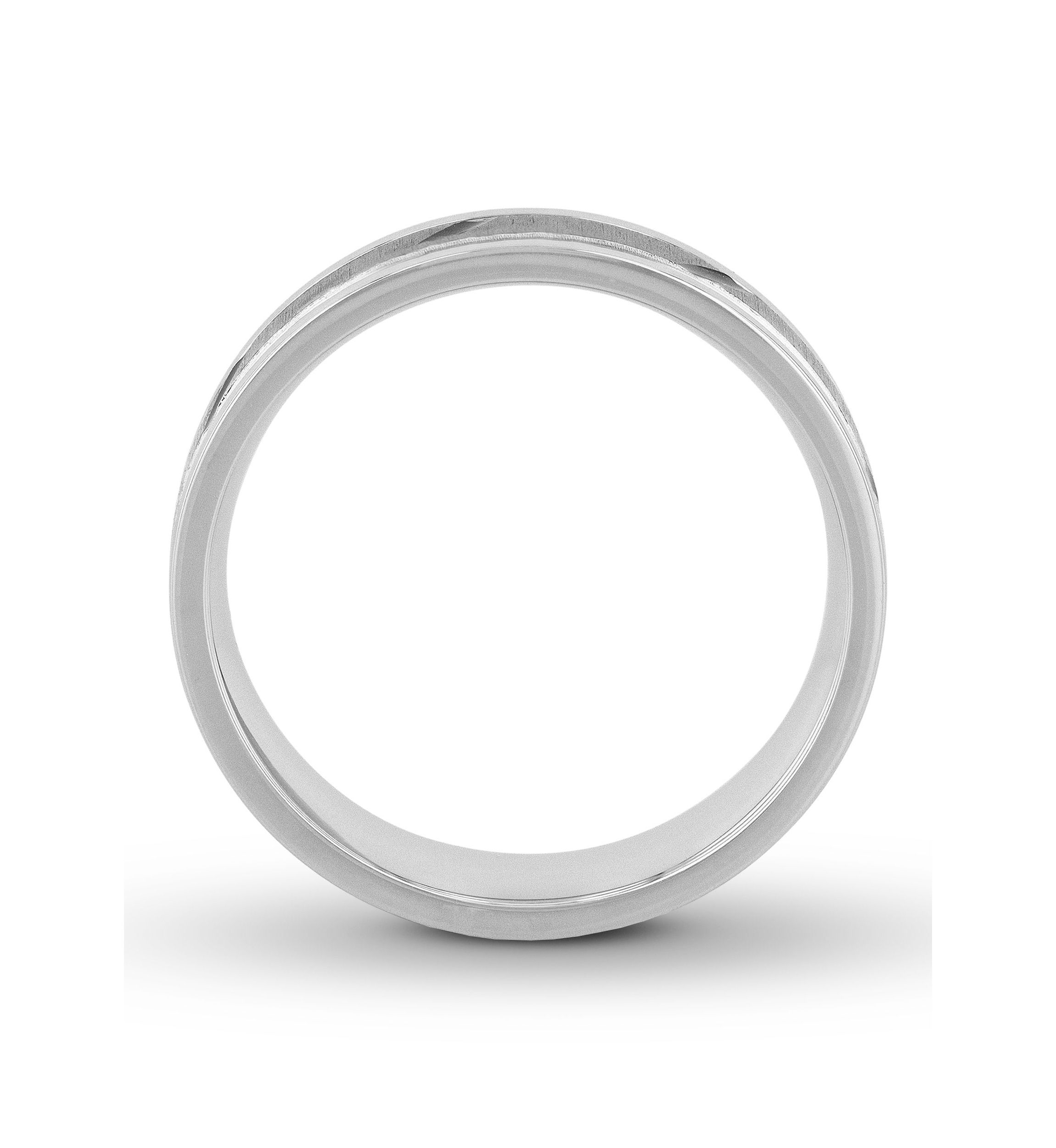 Gunmetal Gray Grooved 6 mm Wedding Band in .925 Sterling Silver