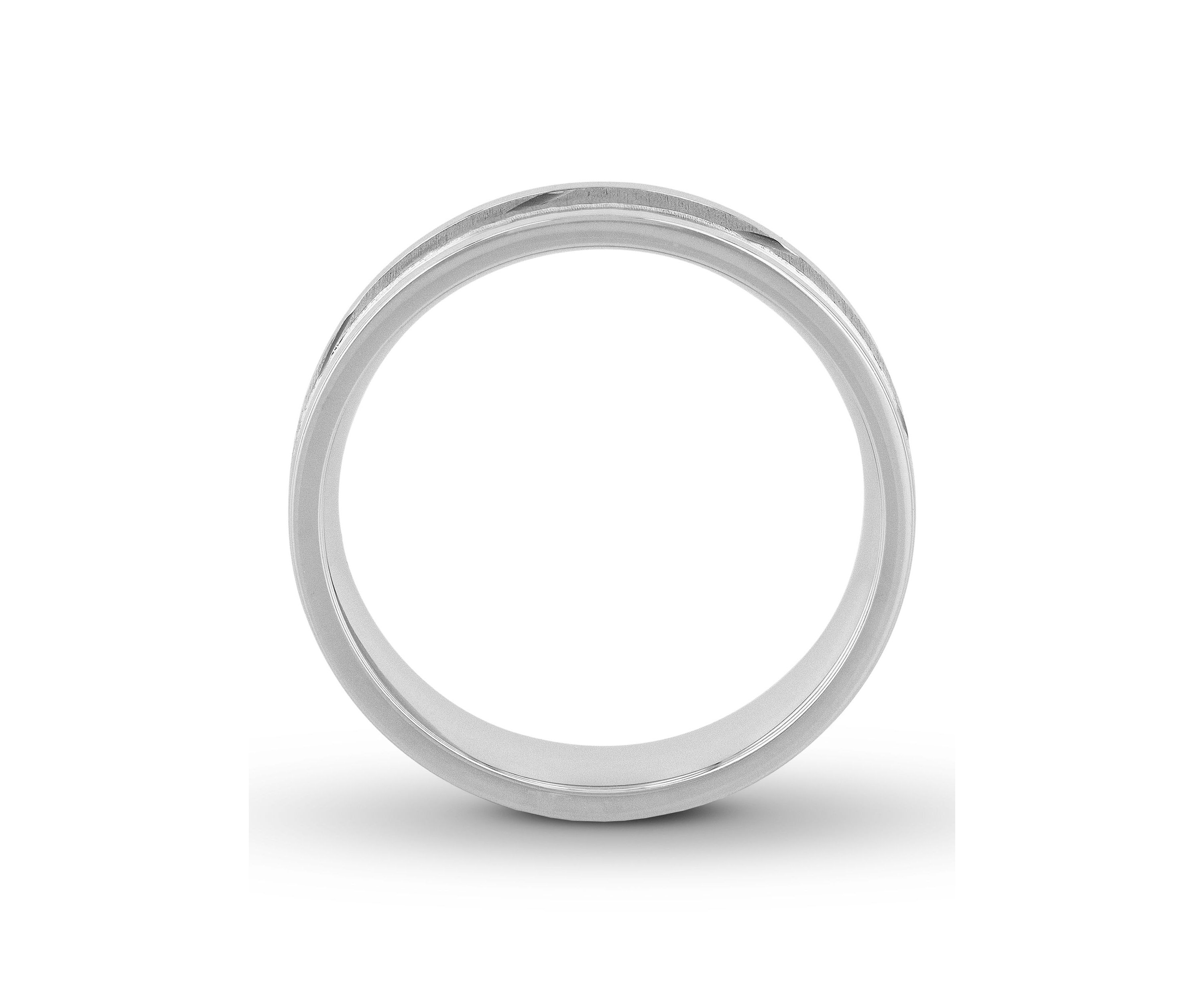 Gunmetal Gray Grooved 6 mm Wedding Band in .925 Sterling Silver