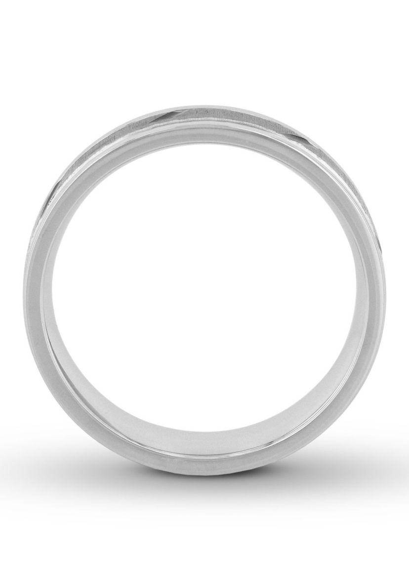 Gunmetal Gray Grooved 6 mm Wedding Band in .925 Sterling Silver