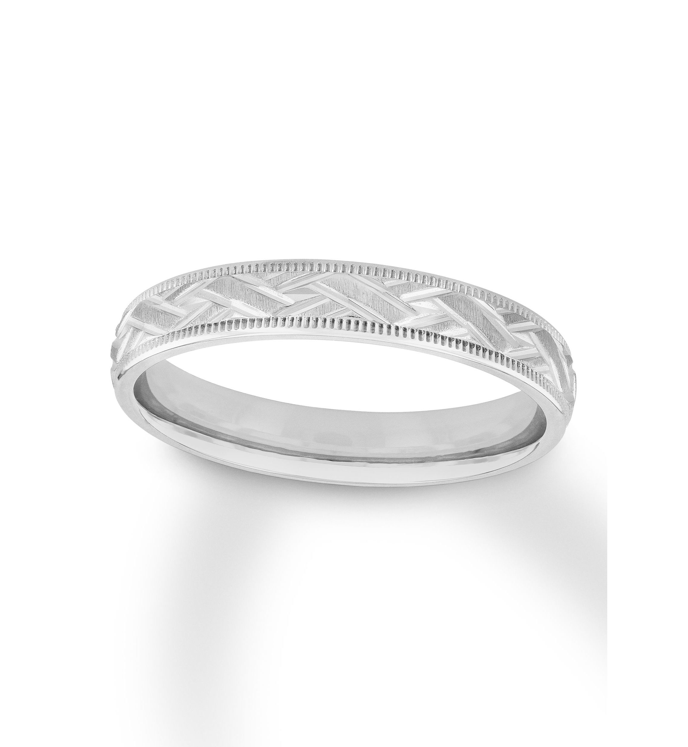 Basketweave Milgrain 4 mm Wedding Band in .925 Sterling Silver