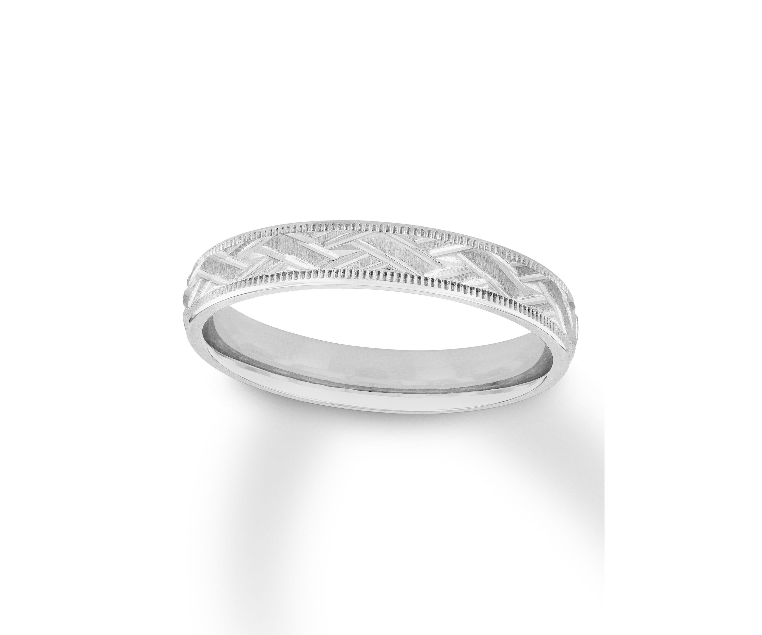 Basketweave Milgrain 4 mm Wedding Band in .925 Sterling Silver