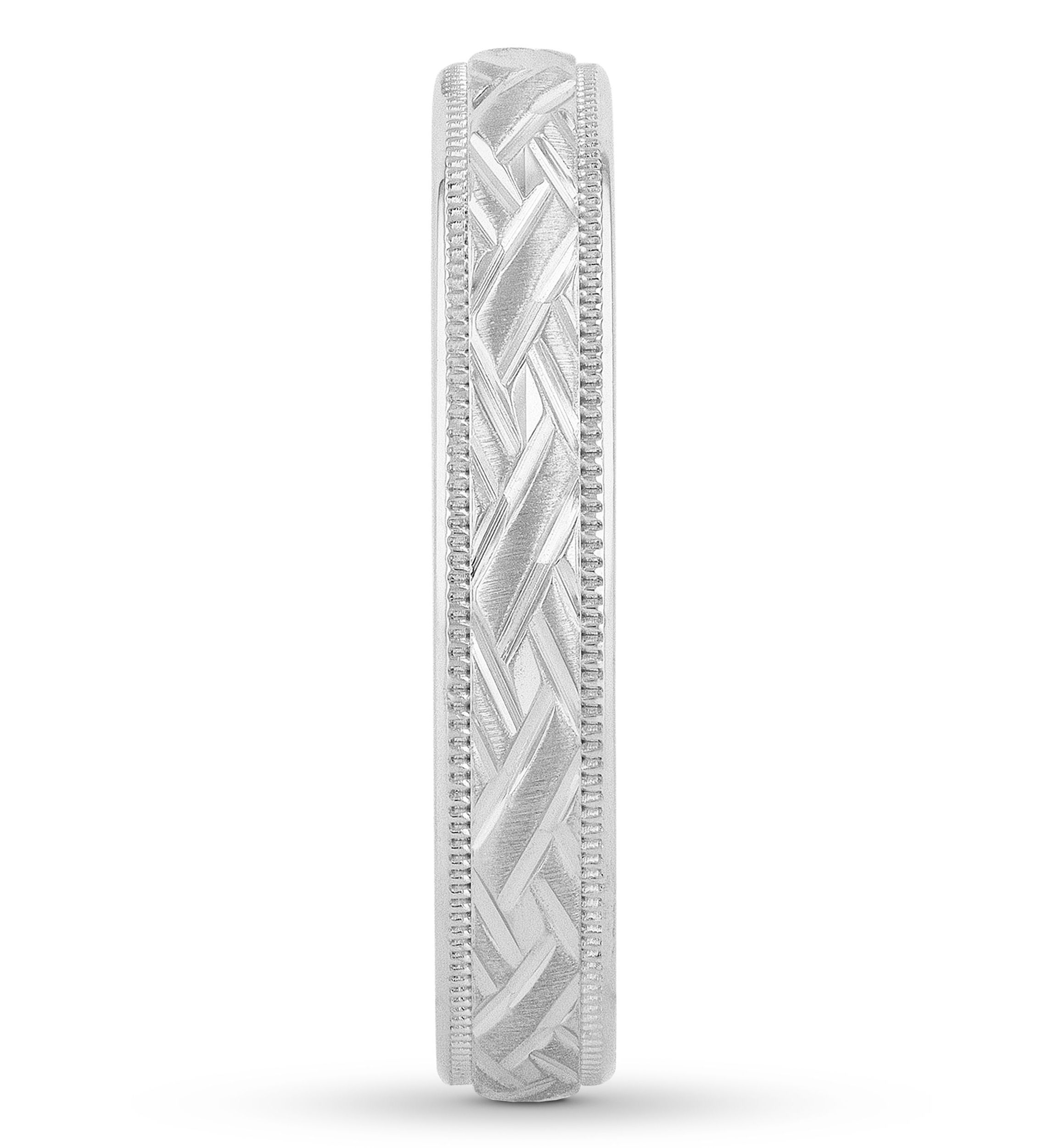 Basketweave Milgrain 4 mm Wedding Band in .925 Sterling Silver