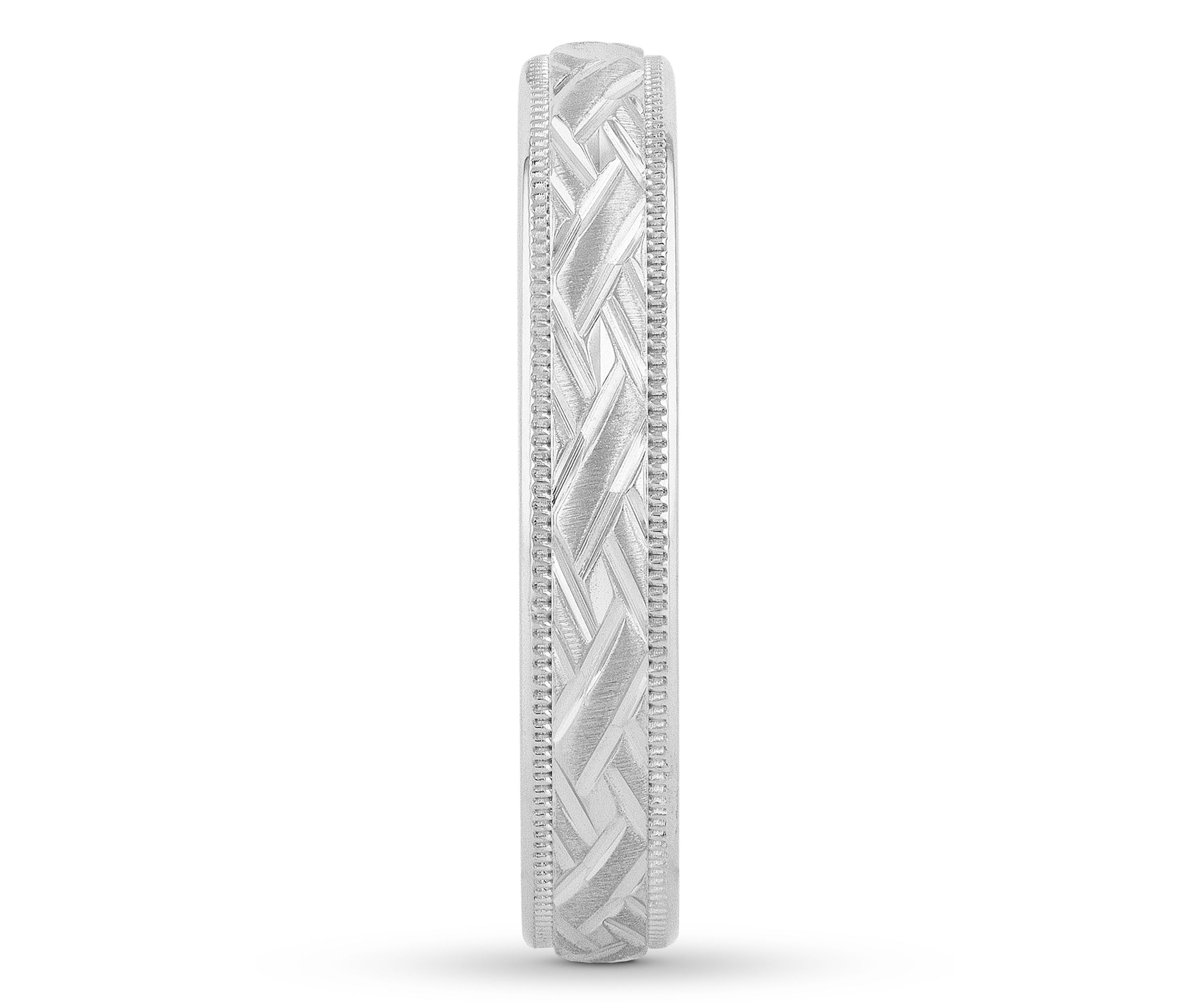 Basketweave Milgrain 4 mm Wedding Band in .925 Sterling Silver