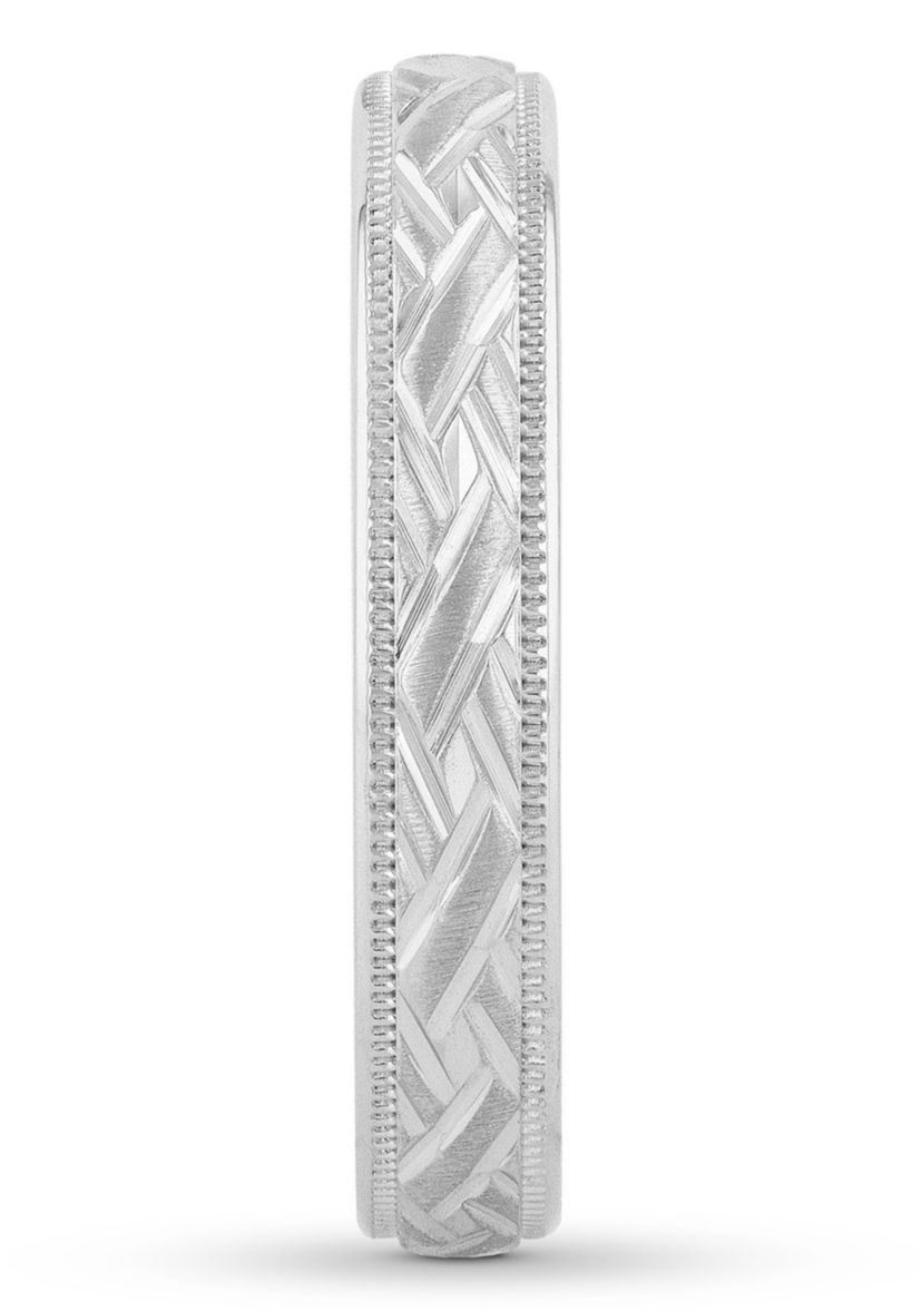 Basketweave Milgrain 4 mm Wedding Band in .925 Sterling Silver