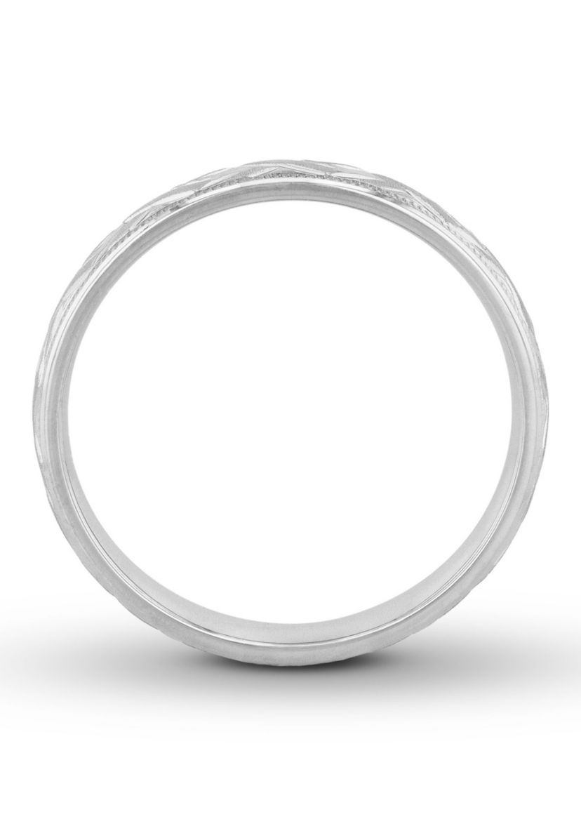 Basketweave Milgrain 4 mm Wedding Band in .925 Sterling Silver