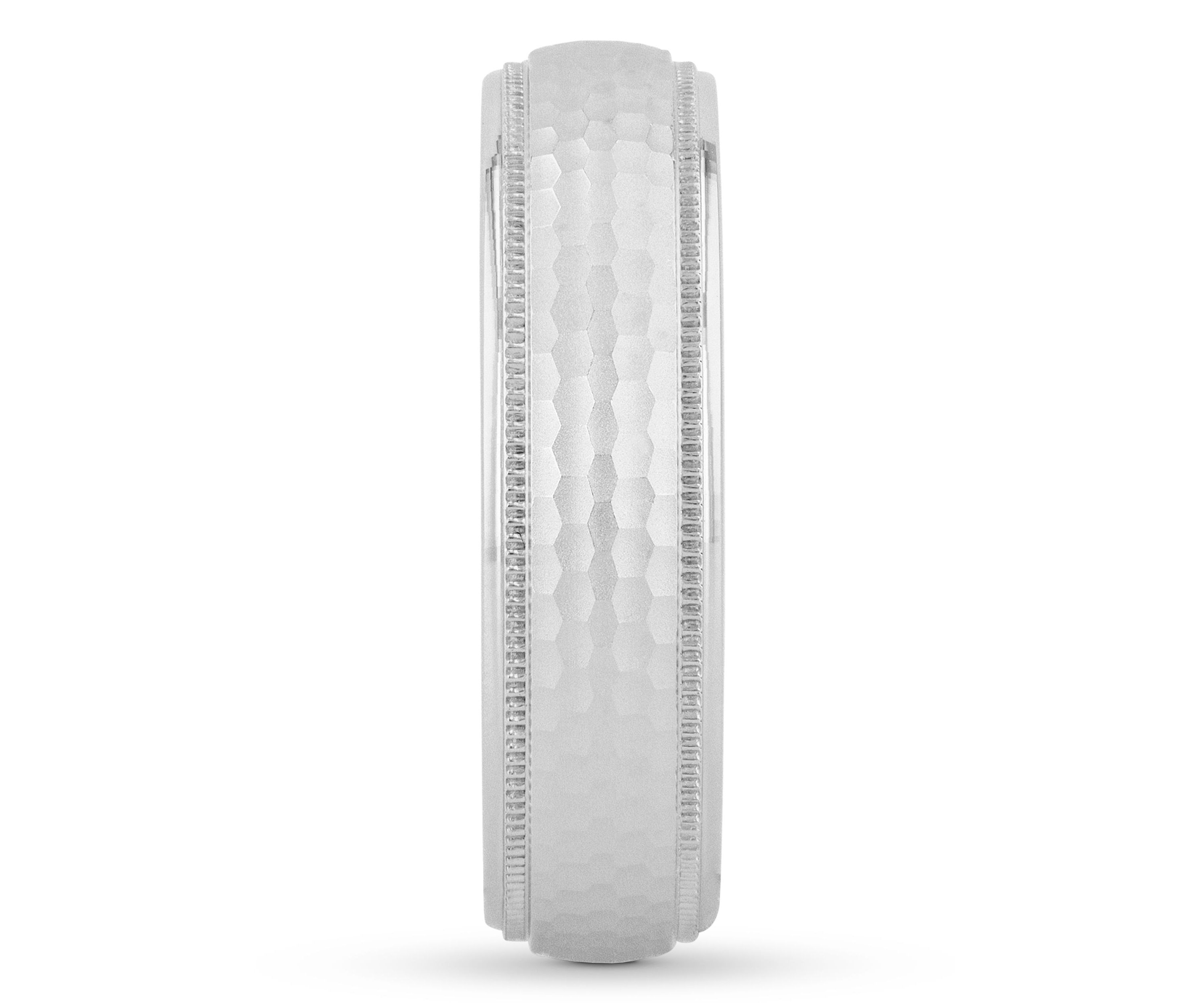Hammered Milgrain 6 mm Wedding Band in .925 Sterling Silver