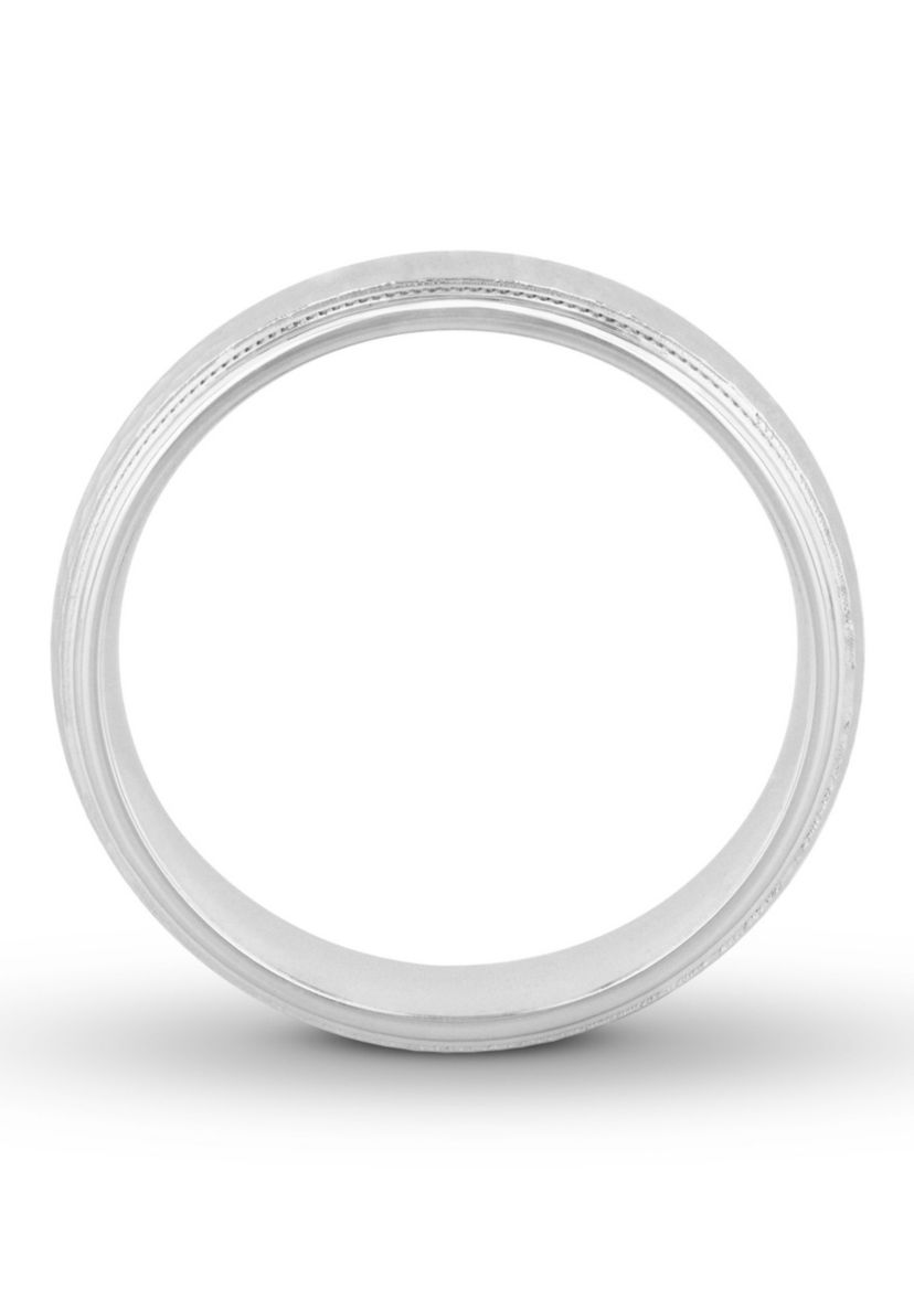 Hammered Milgrain 6 mm Wedding Band in .925 Sterling Silver