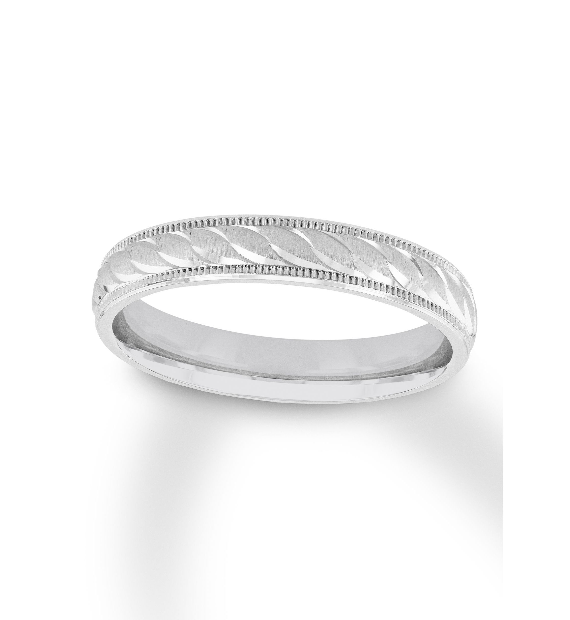 Swirl Cut Milgrain 4 mm Wedding Band in .925 Sterling Silver