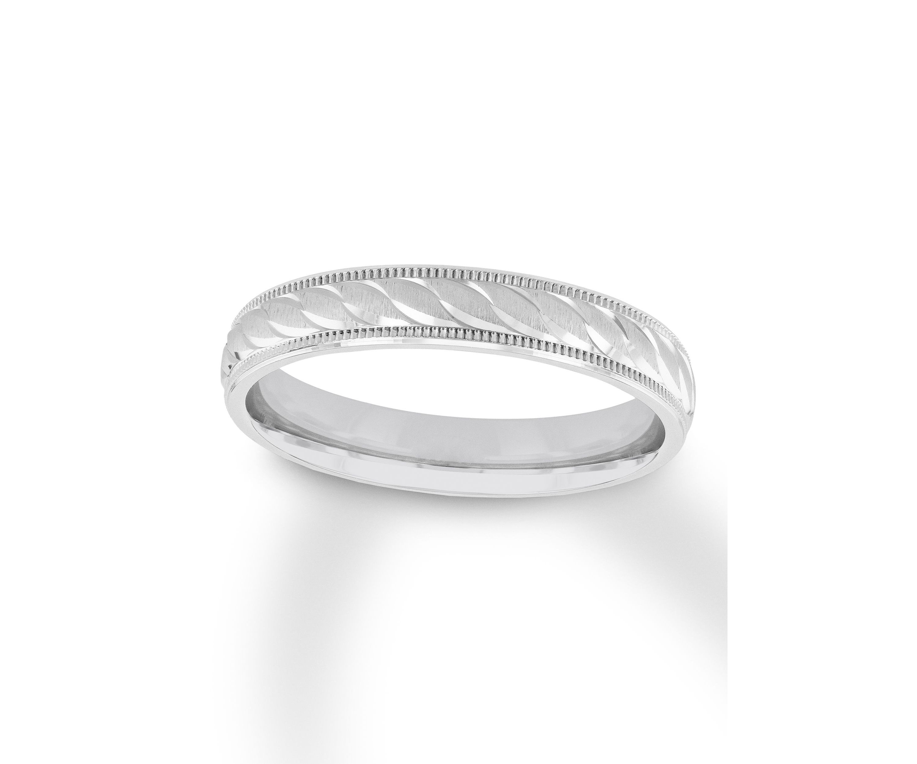 Swirl Cut Milgrain 4 mm Wedding Band in .925 Sterling Silver