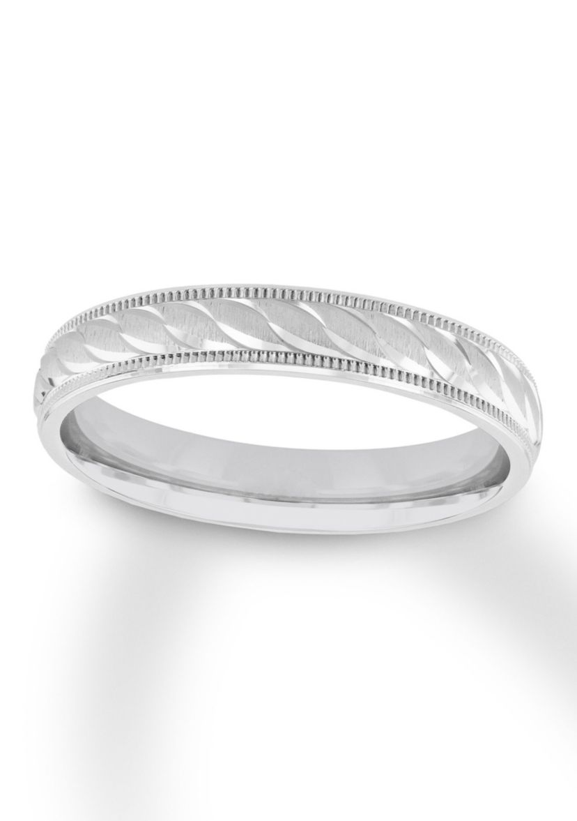 Swirl Cut Milgrain 4 mm Wedding Band in .925 Sterling Silver