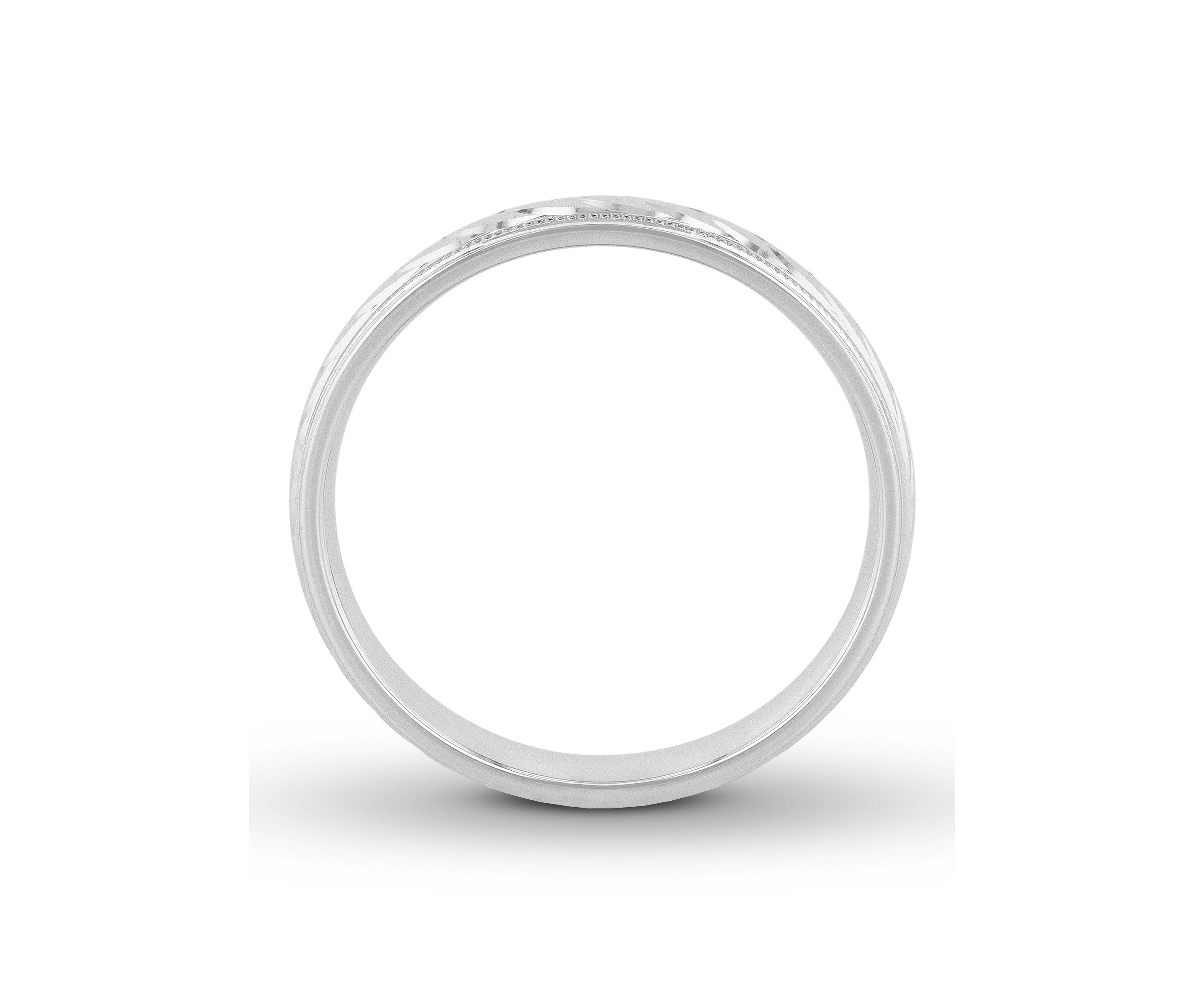 Swirl Cut Milgrain 4 mm Wedding Band in .925 Sterling Silver