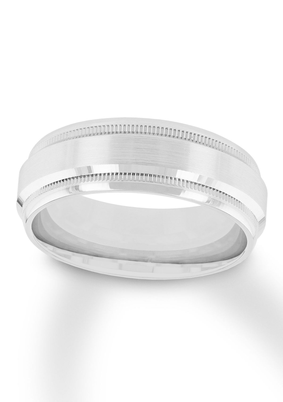 Step Edge Milgrain 8 mm Wedding Band in .925 Sterling Silver