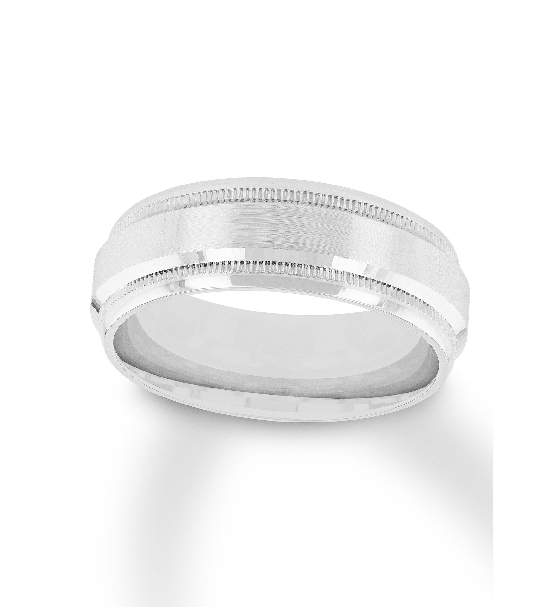 Step Edge Milgrain 8 mm Wedding Band in .925 Sterling Silver