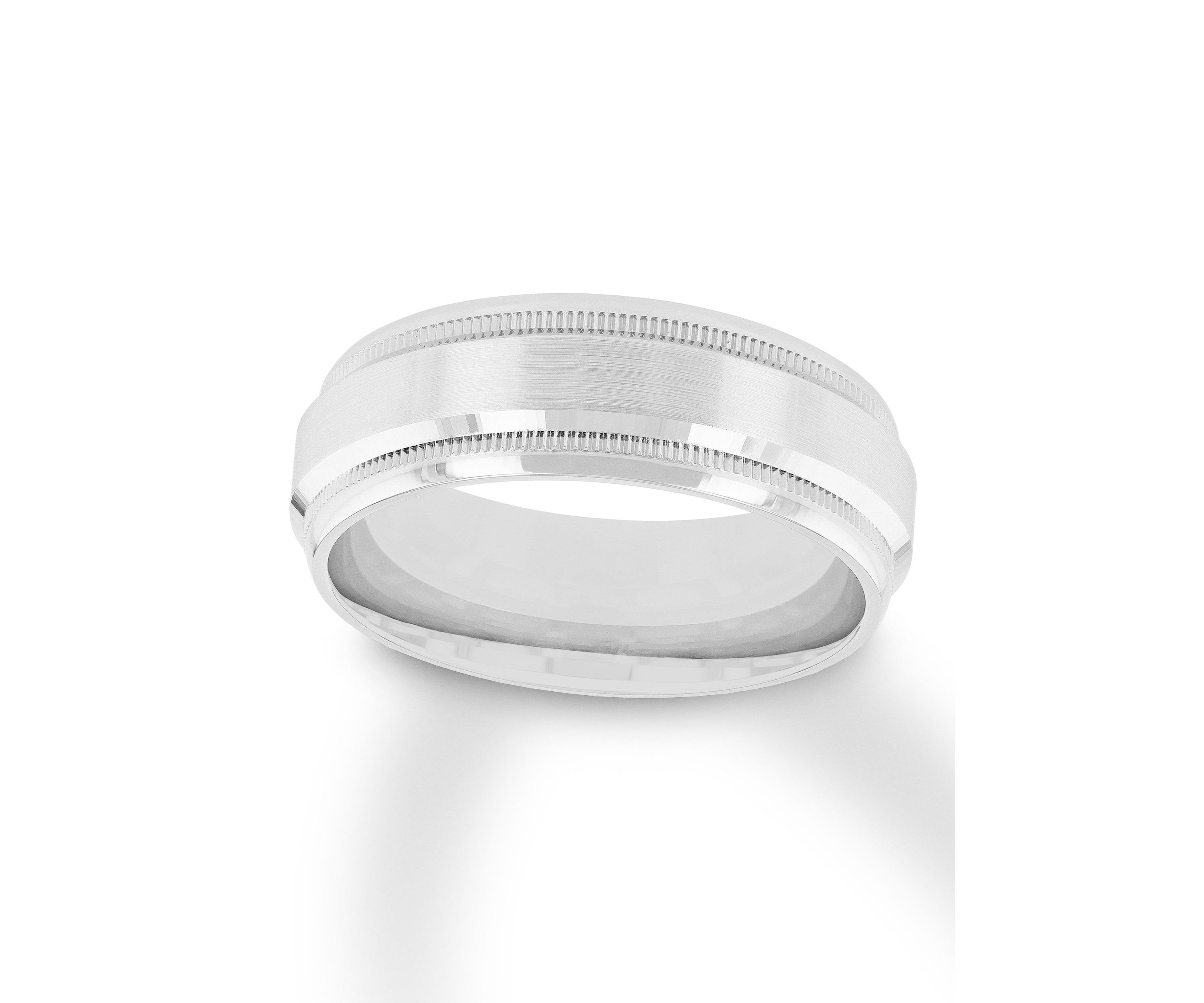 Step Edge Milgrain 8 mm Wedding Band in .925 Sterling Silver