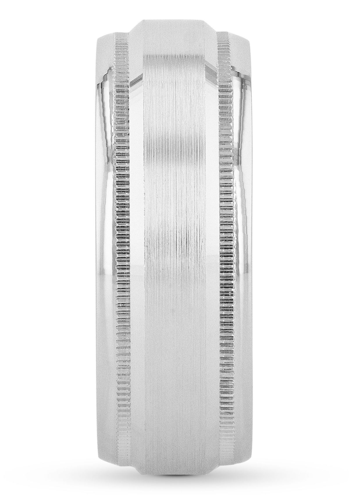 Step Edge Milgrain 8 mm Wedding Band in .925 Sterling Silver