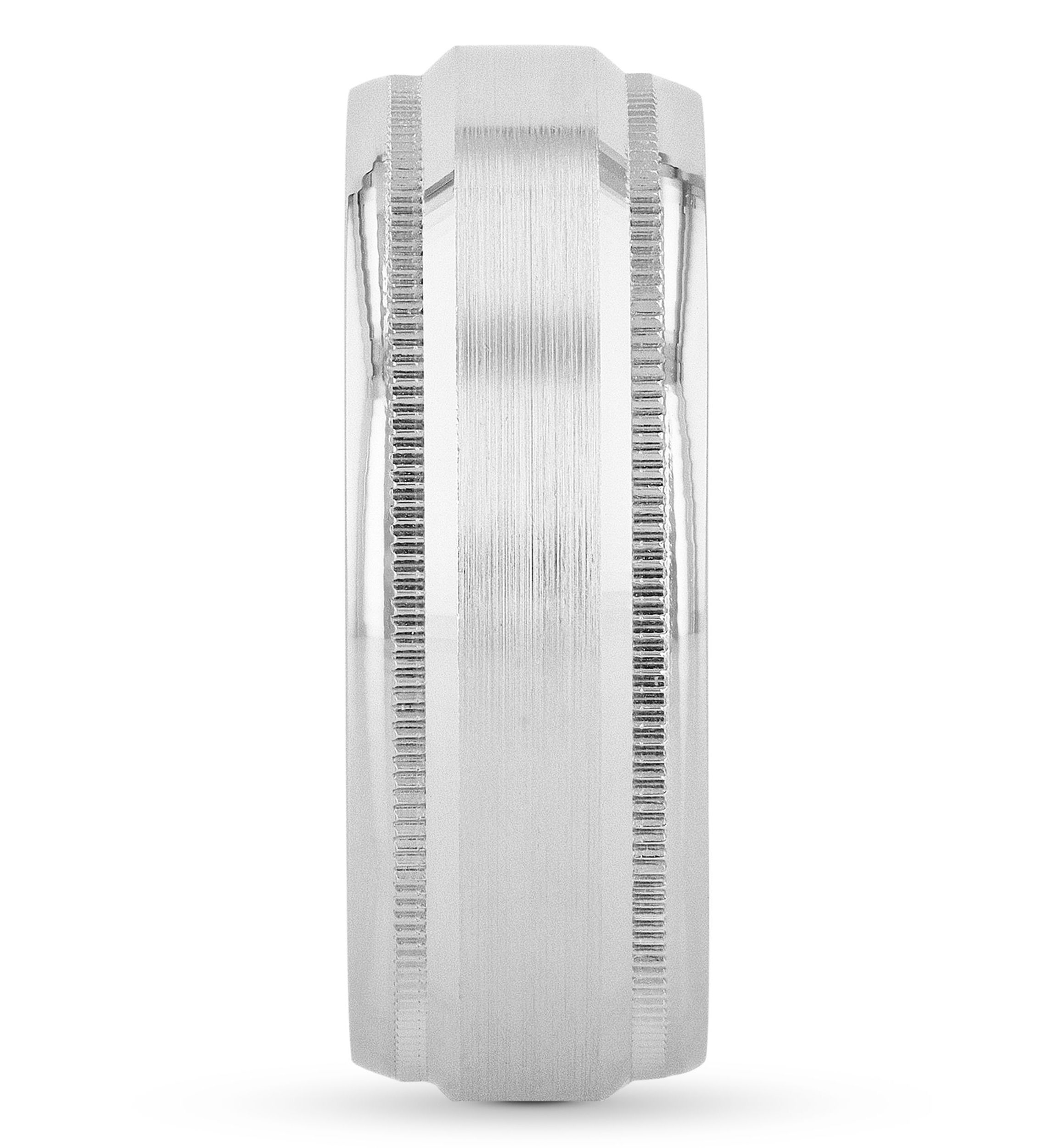 Step Edge Milgrain 8 mm Wedding Band in .925 Sterling Silver