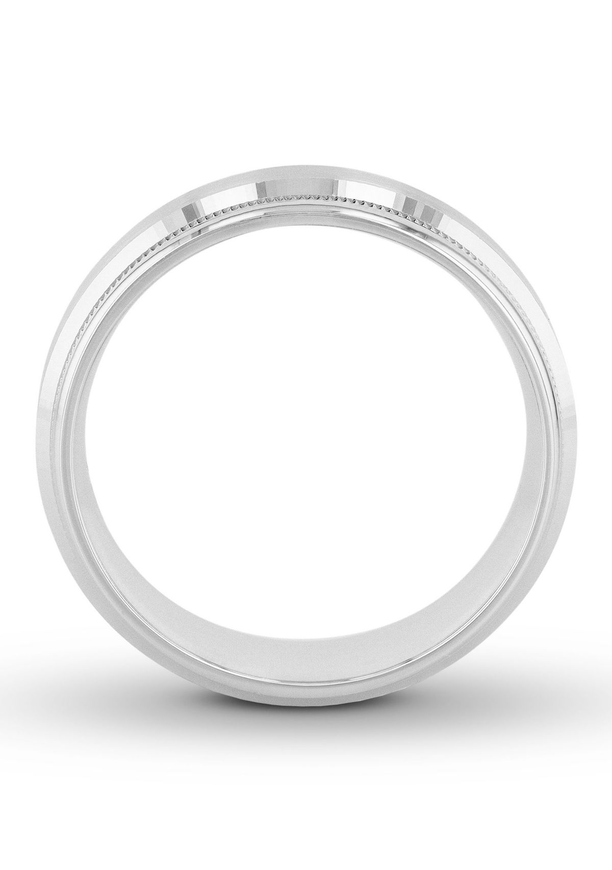 Step Edge Milgrain 8 mm Wedding Band in .925 Sterling Silver