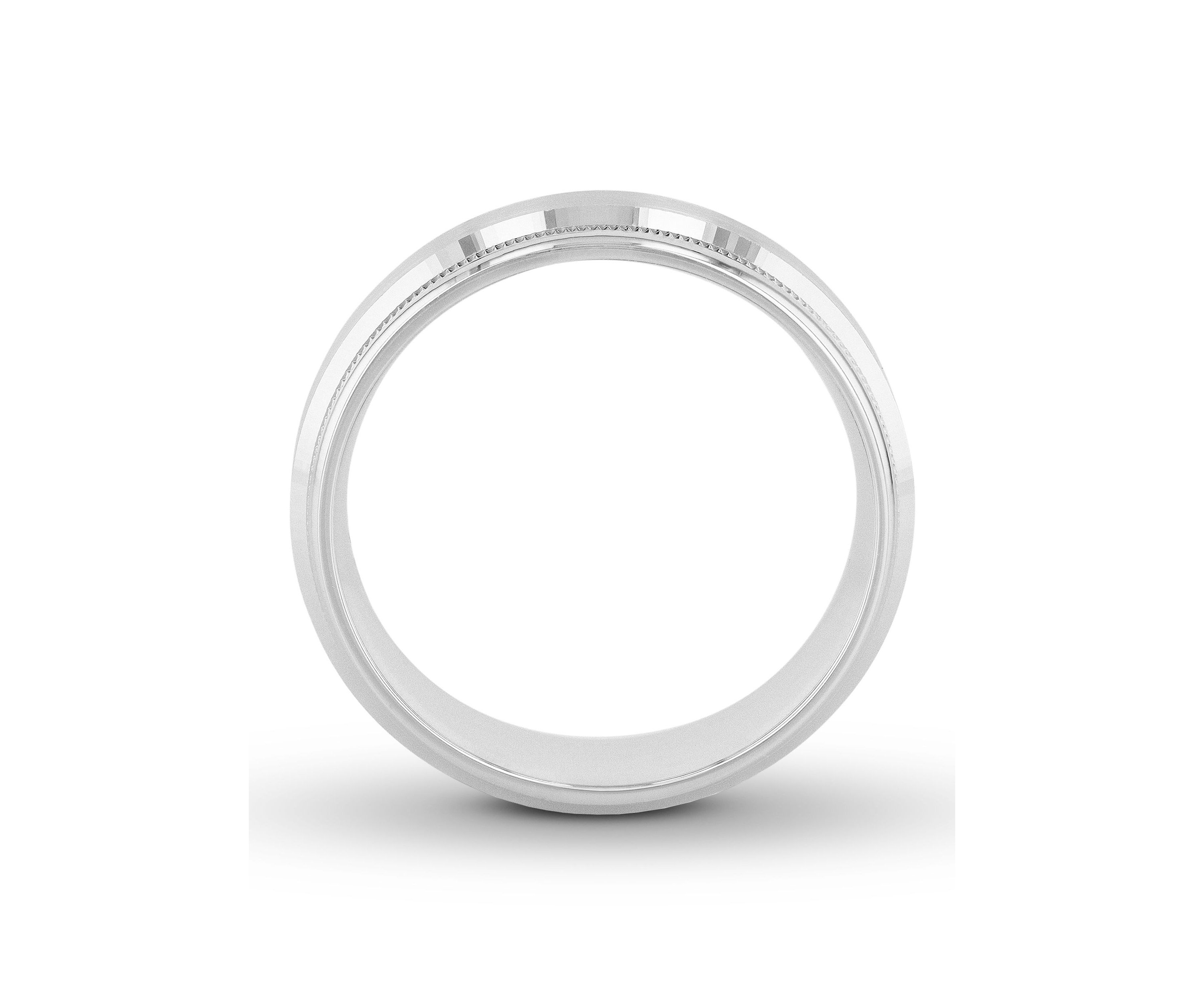 Step Edge Milgrain 8 mm Wedding Band in .925 Sterling Silver