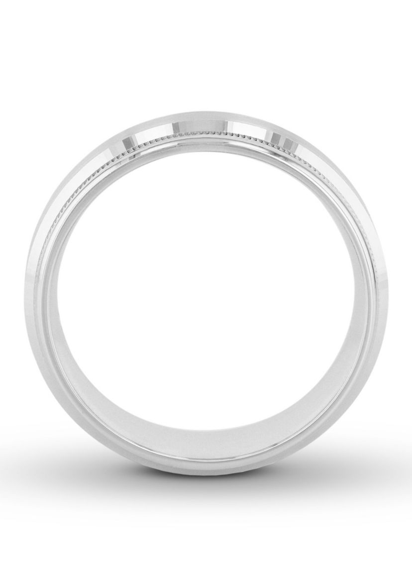 Step Edge Milgrain 8 mm Wedding Band in .925 Sterling Silver