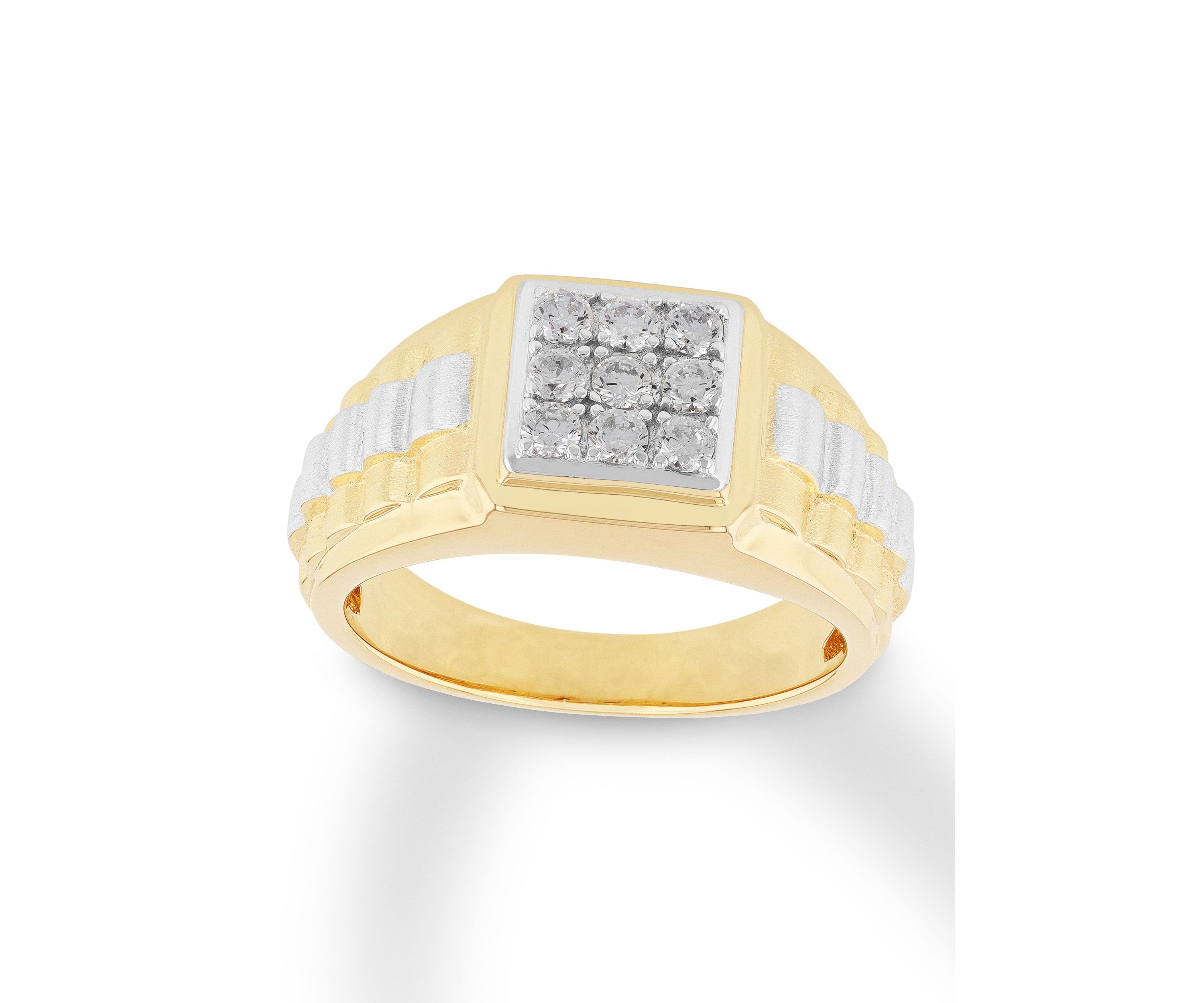 Lab Created Cubic Zirconia Square Cluster Ring in Two-Tone .925 Sterling Silver