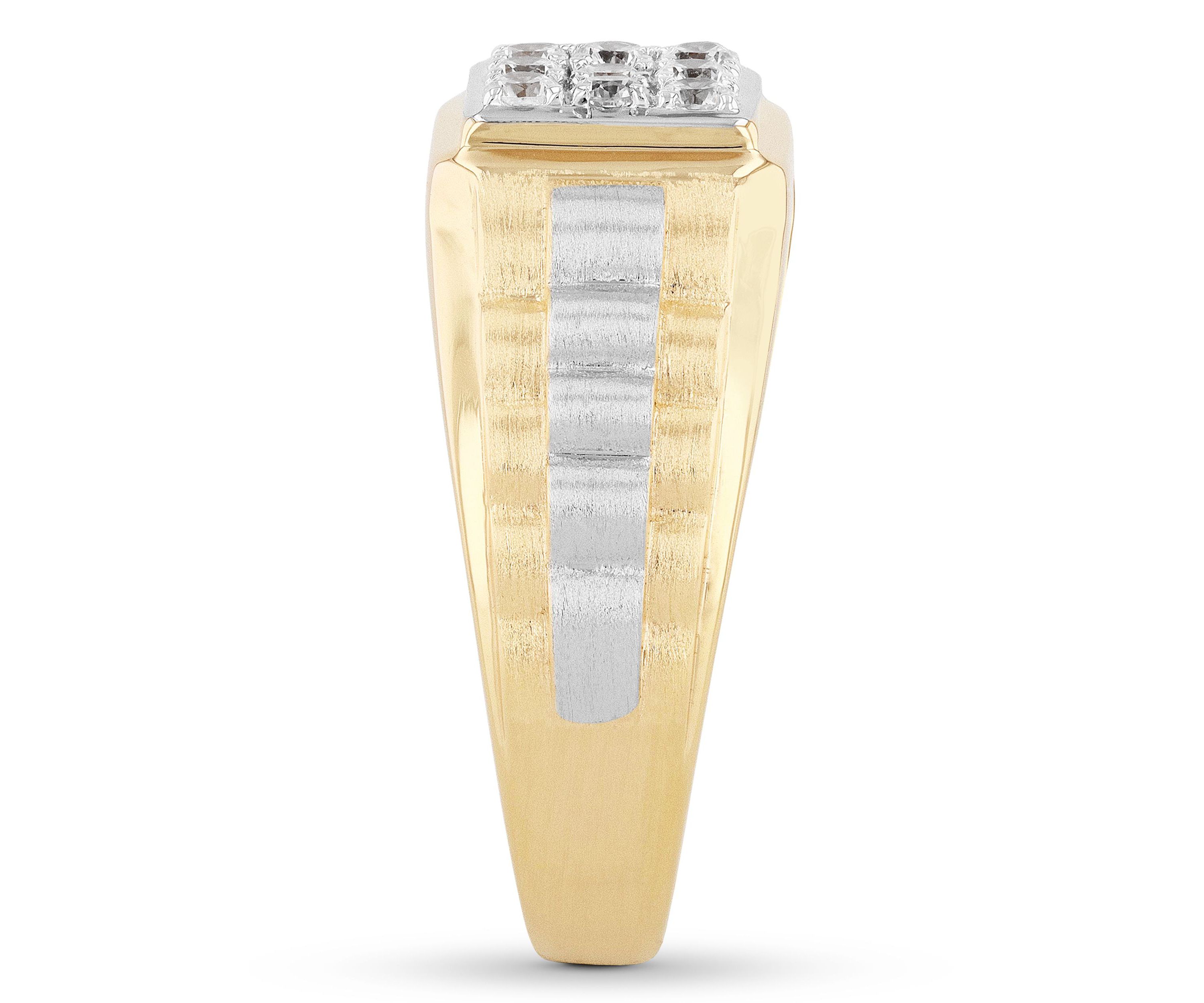 Lab Created Cubic Zirconia Square Cluster Ring in Two-Tone .925 Sterling Silver