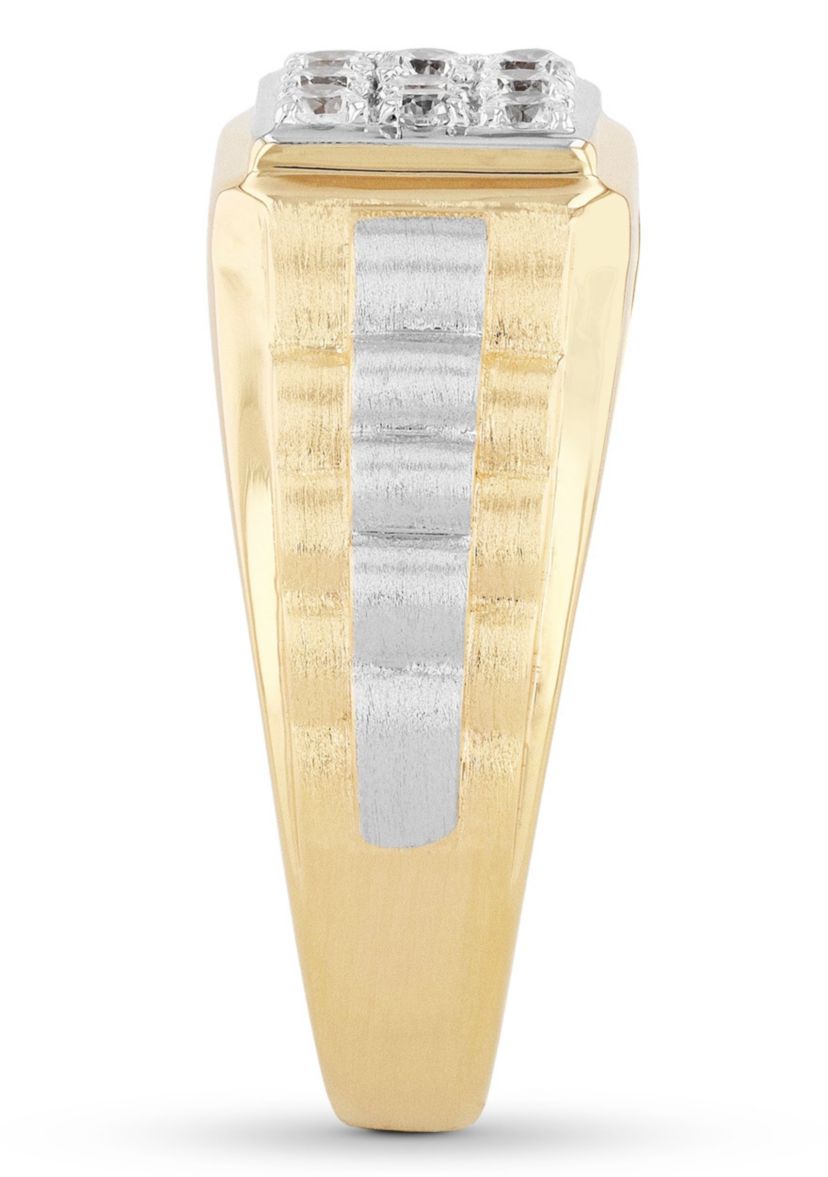 Lab Created Cubic Zirconia Square Cluster Ring in Two-Tone .925 Sterling Silver