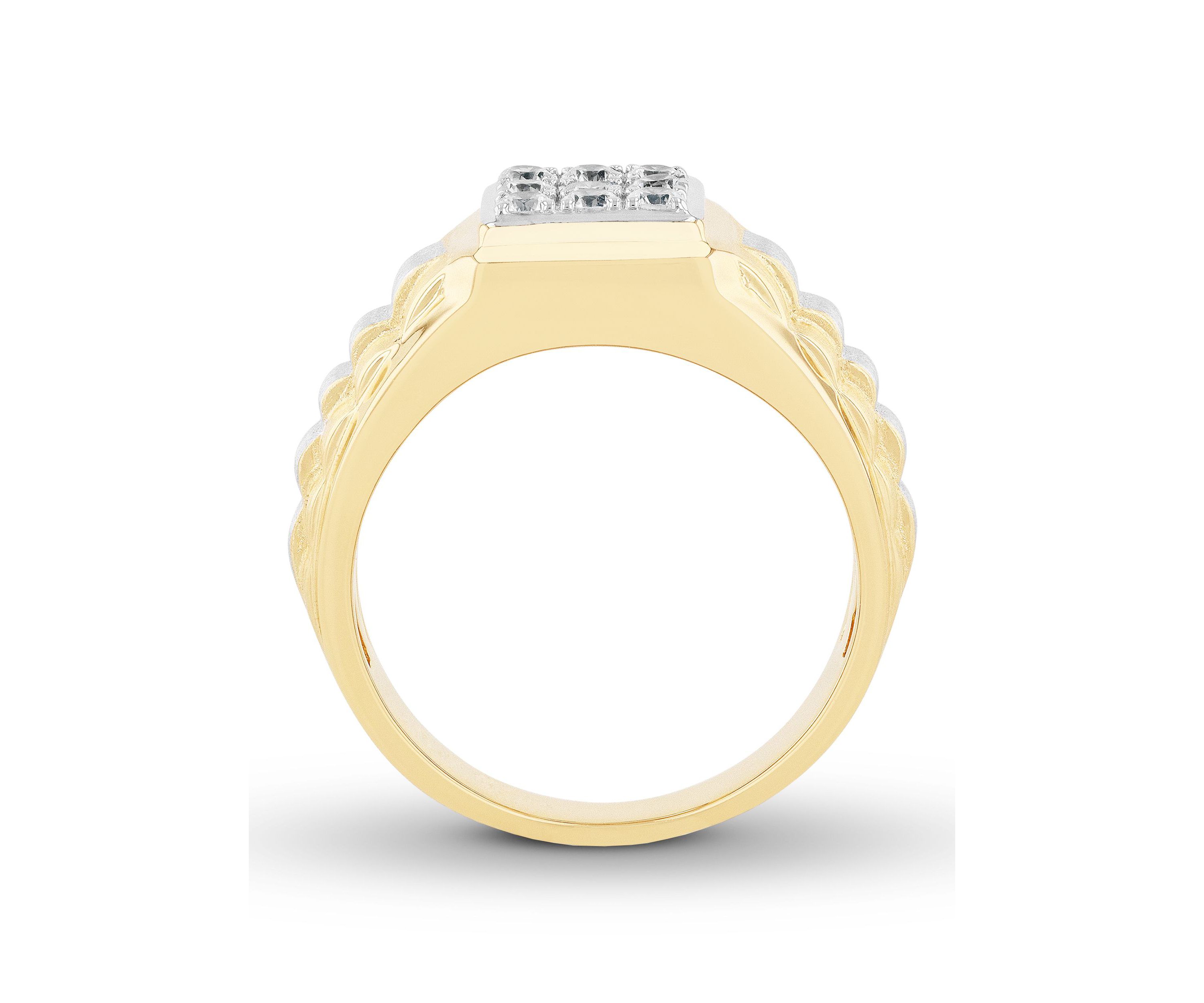 Lab Created Cubic Zirconia Square Cluster Ring in Two-Tone .925 Sterling Silver