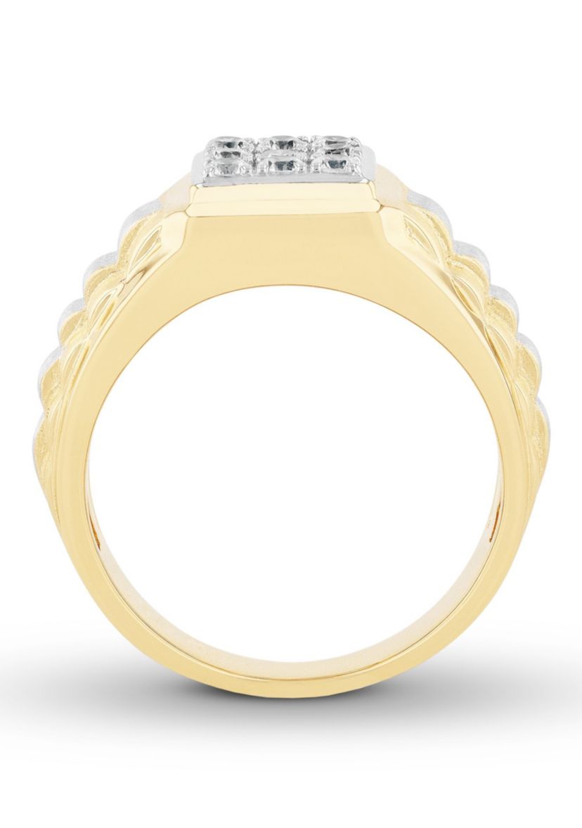 Lab Created Cubic Zirconia Square Cluster Ring in Two-Tone .925 Sterling Silver