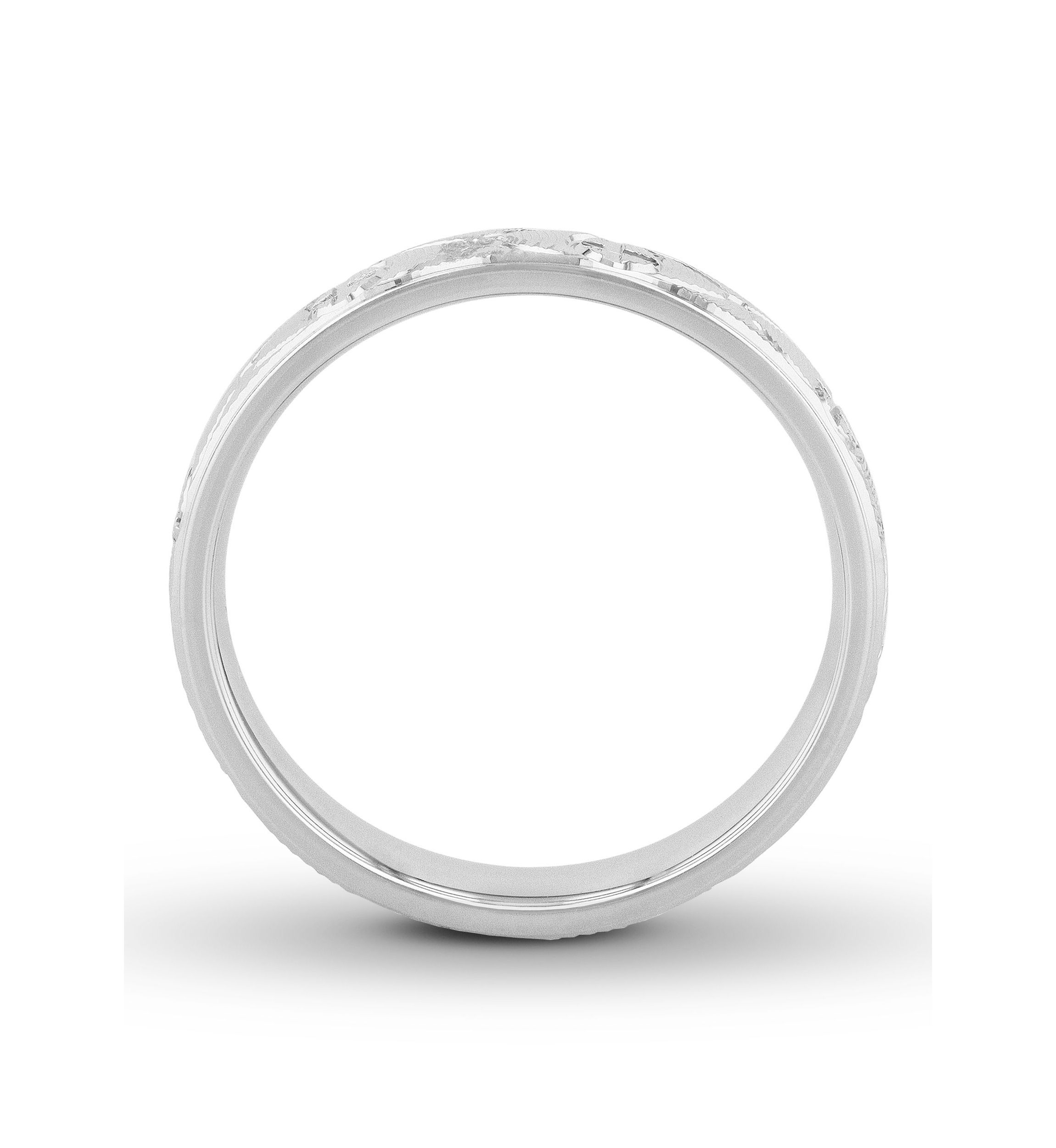 Sun Cross Textured 4 mm Wedding Band in .925 Sterling Silver